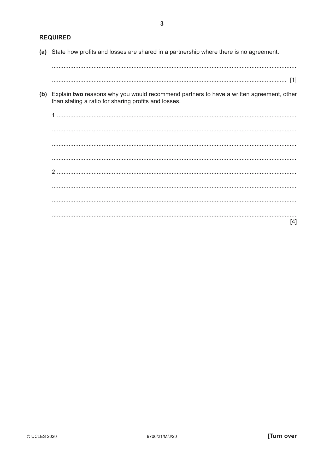 Cambridge A Level Accounting 9706 2020 May/June Paper 2 · Variant 1 question paper, page 3 of 20