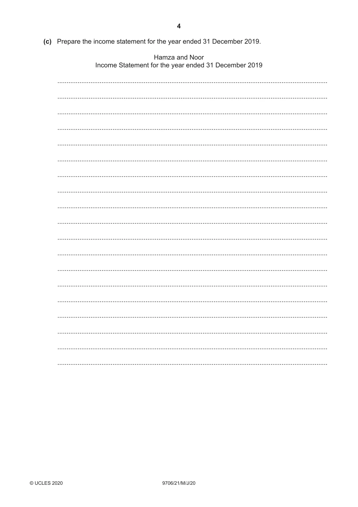 Cambridge A Level Accounting 9706 2020 May/June Paper 2 · Variant 1 question paper, page 4 of 20