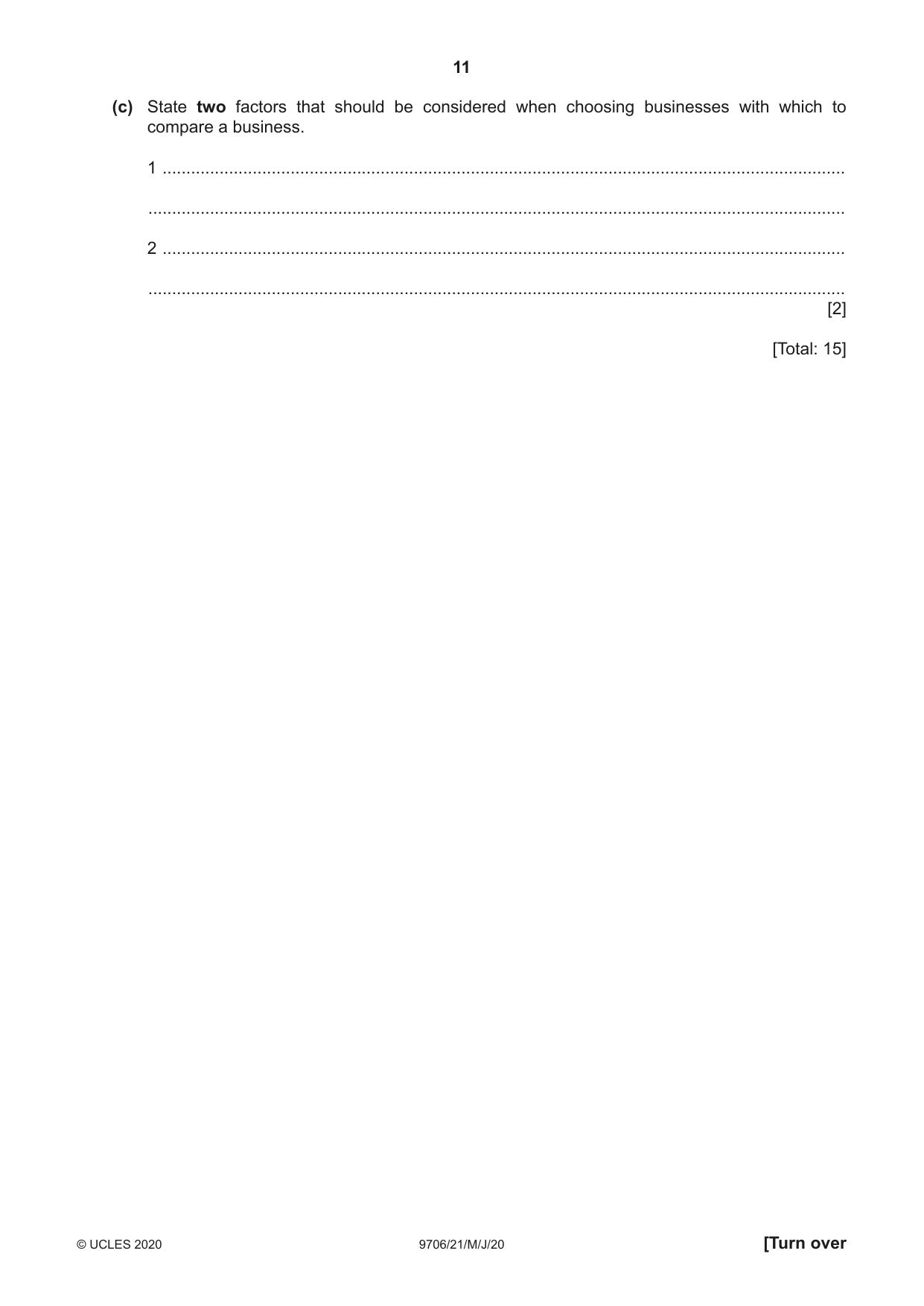 Cambridge A Level Accounting 9706 2020 May/June Paper 2 · Variant 1 question paper, page 11 of 20