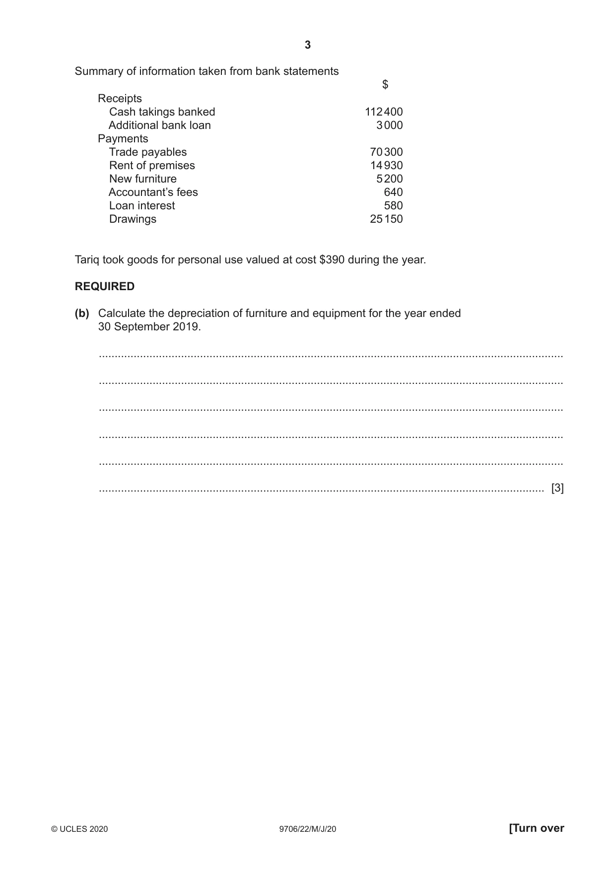 Cambridge A Level Accounting 9706 2020 May/June Paper 2 · Variant 2 question paper, page 3 of 20
