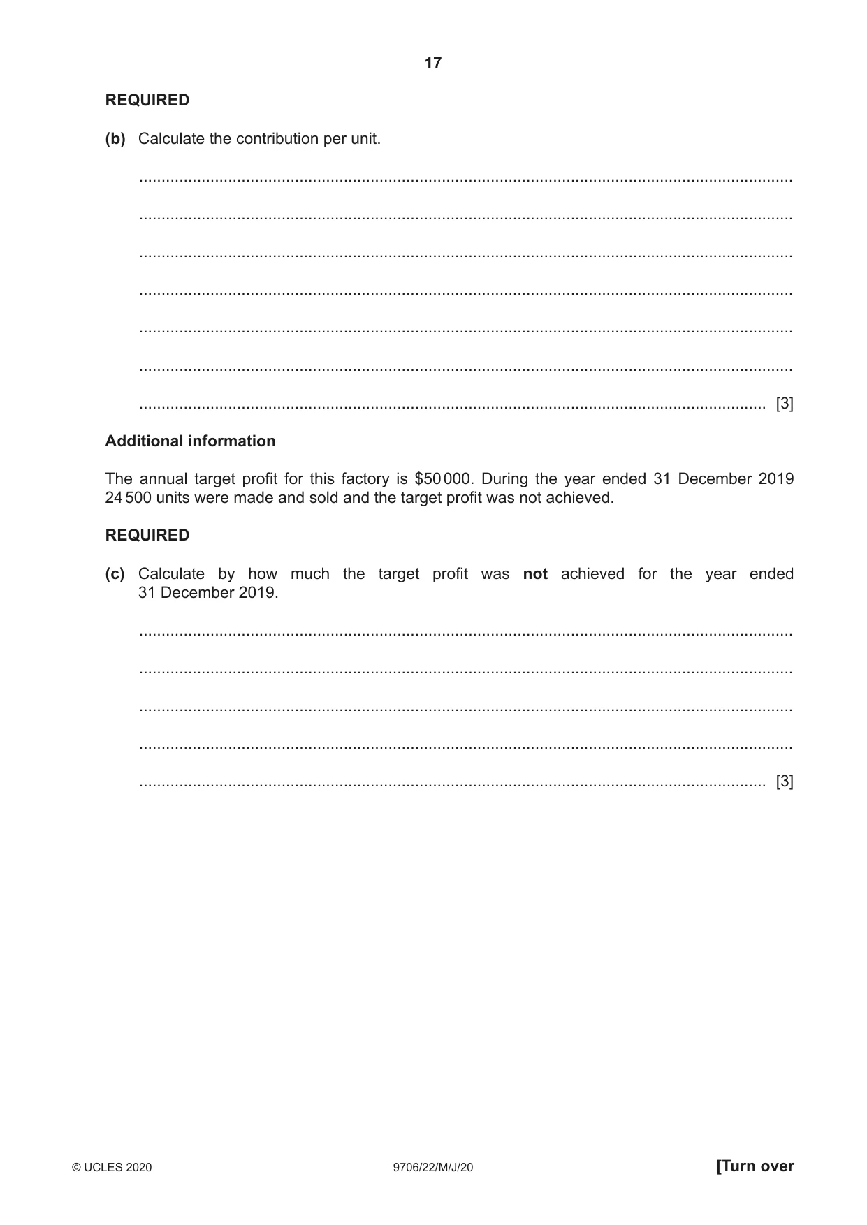 Cambridge A Level Accounting 9706 2020 May/June Paper 2 · Variant 2 question paper, page 17 of 20