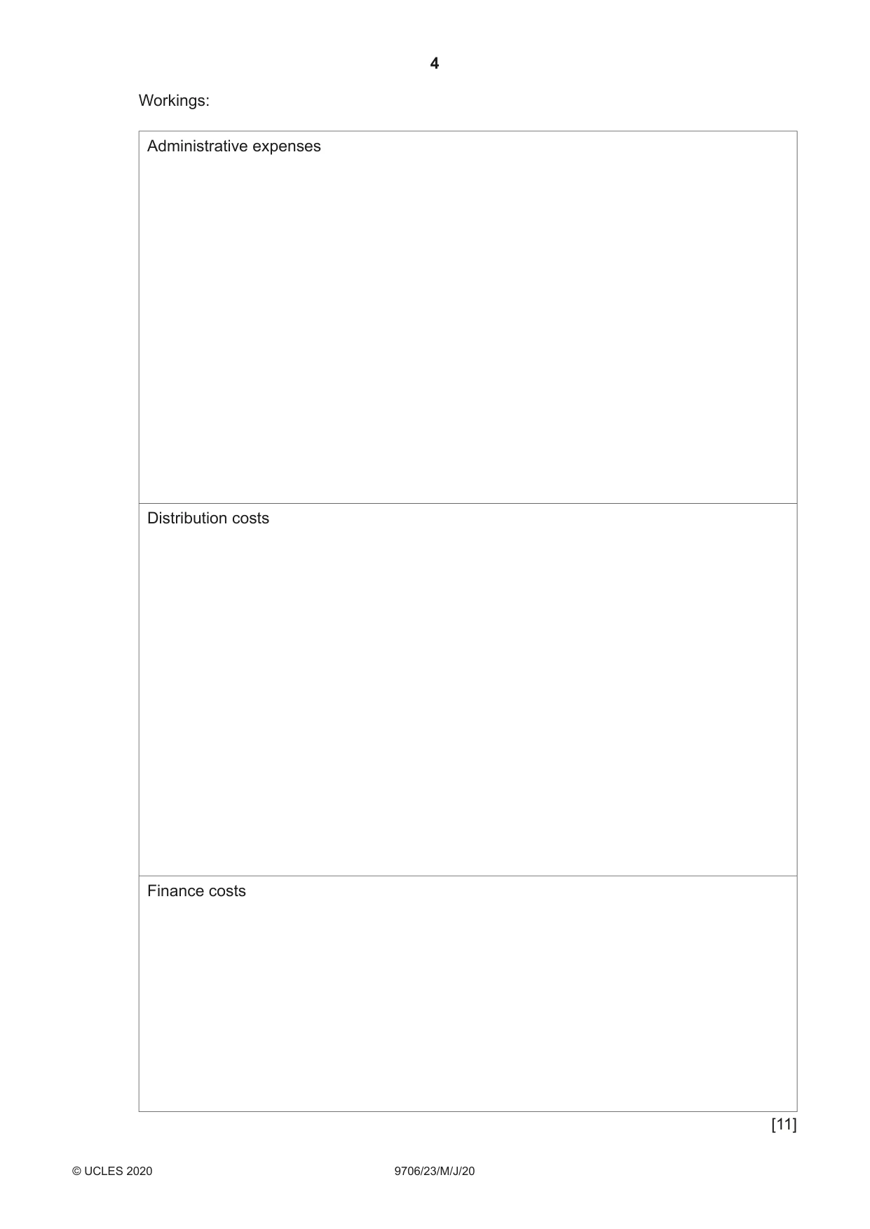 Cambridge A Level Accounting 9706 2020 May/June Paper 2 · Variant 3 question paper, page 4 of 20