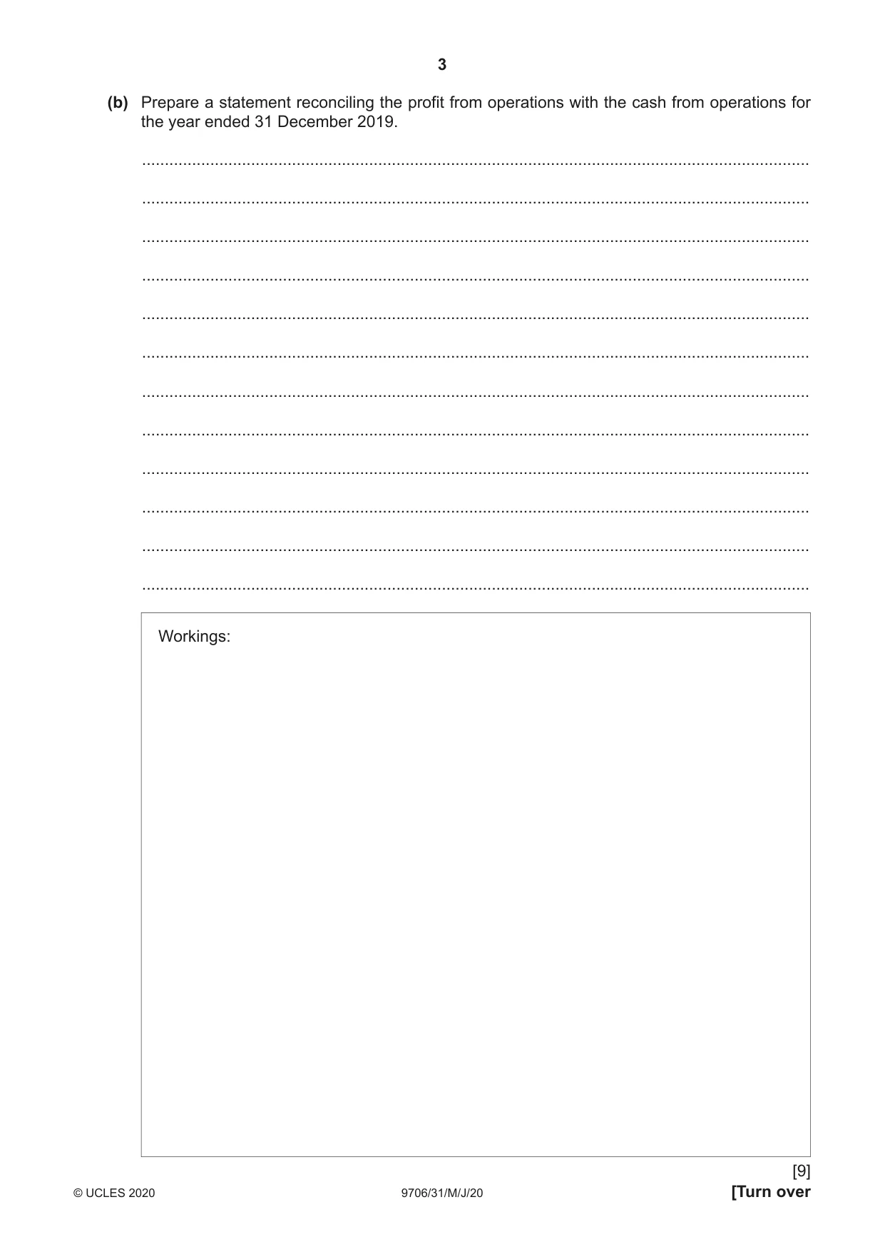 Cambridge A Level Accounting 9706 2020 May/June Paper 3 · Variant 1 question paper, page 3 of 28