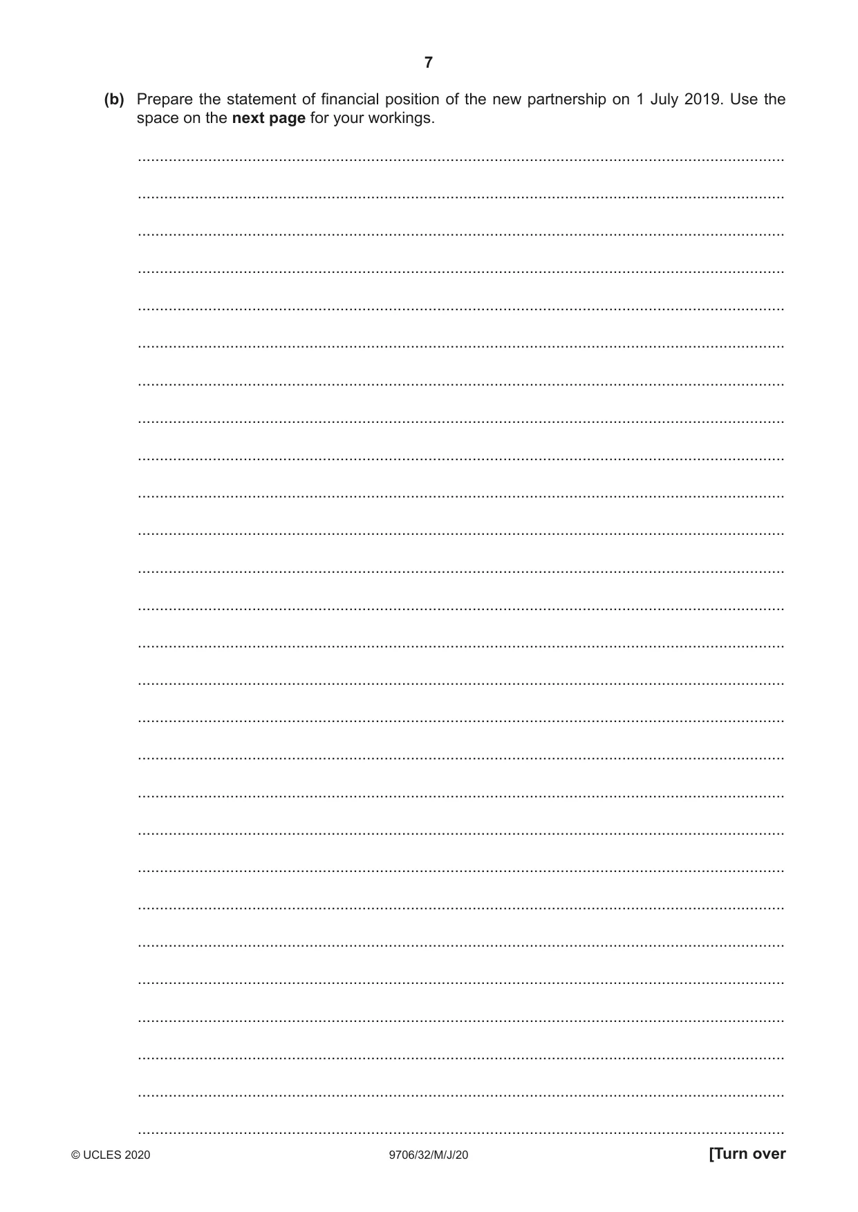 Cambridge A Level Accounting 9706 2020 May/June Paper 3 · Variant 2 question paper, page 7 of 24