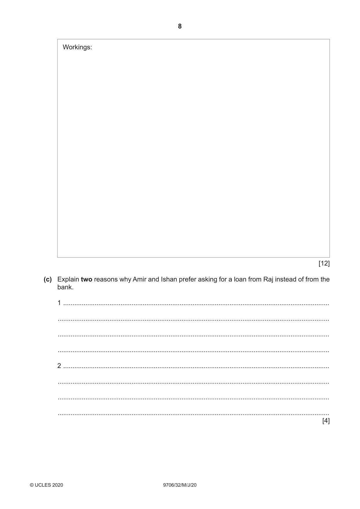 Cambridge A Level Accounting 9706 2020 May/June Paper 3 · Variant 2 question paper, page 8 of 24