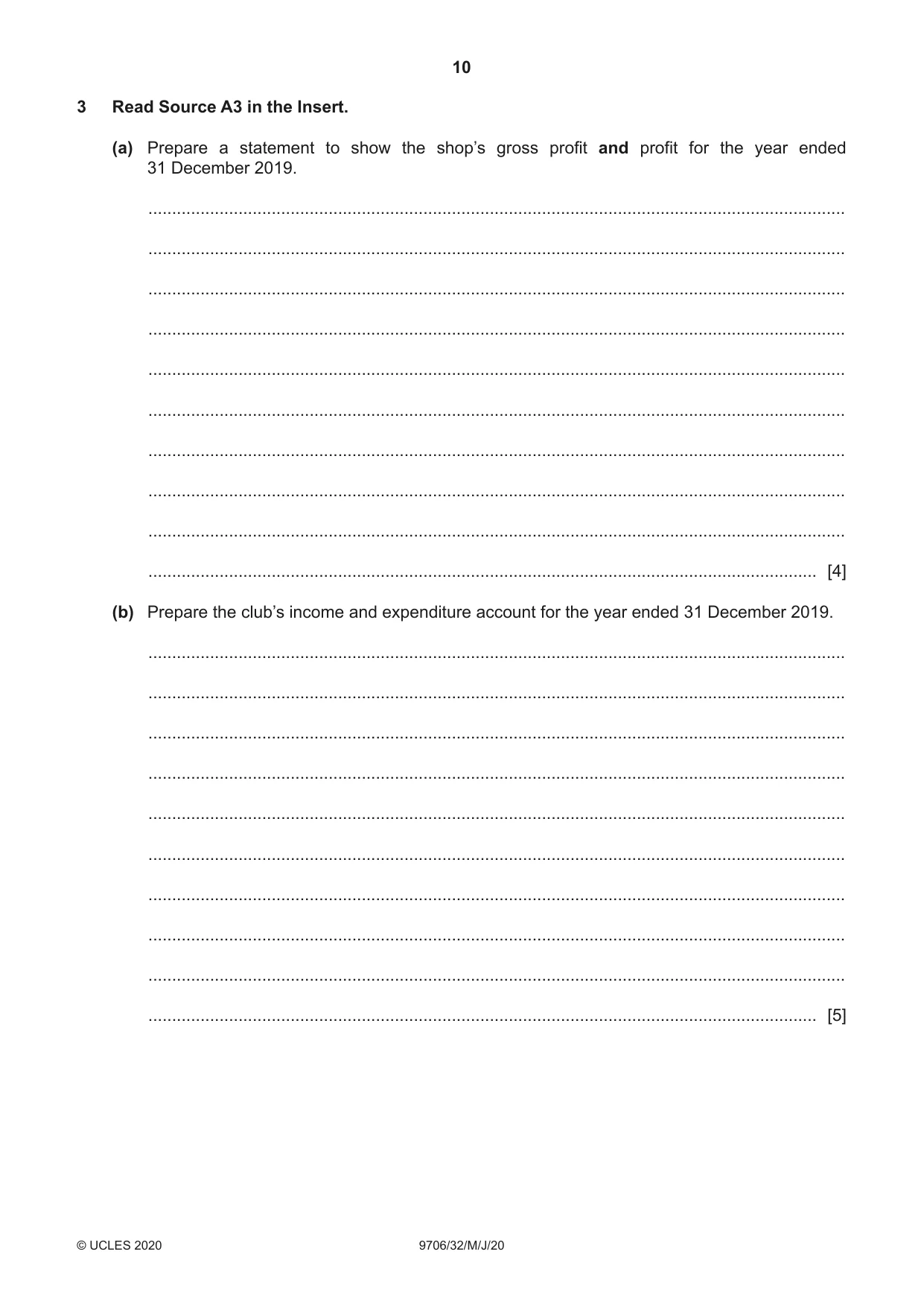 Cambridge A Level Accounting 9706 2020 May/June Paper 3 · Variant 2 question paper, page 10 of 24