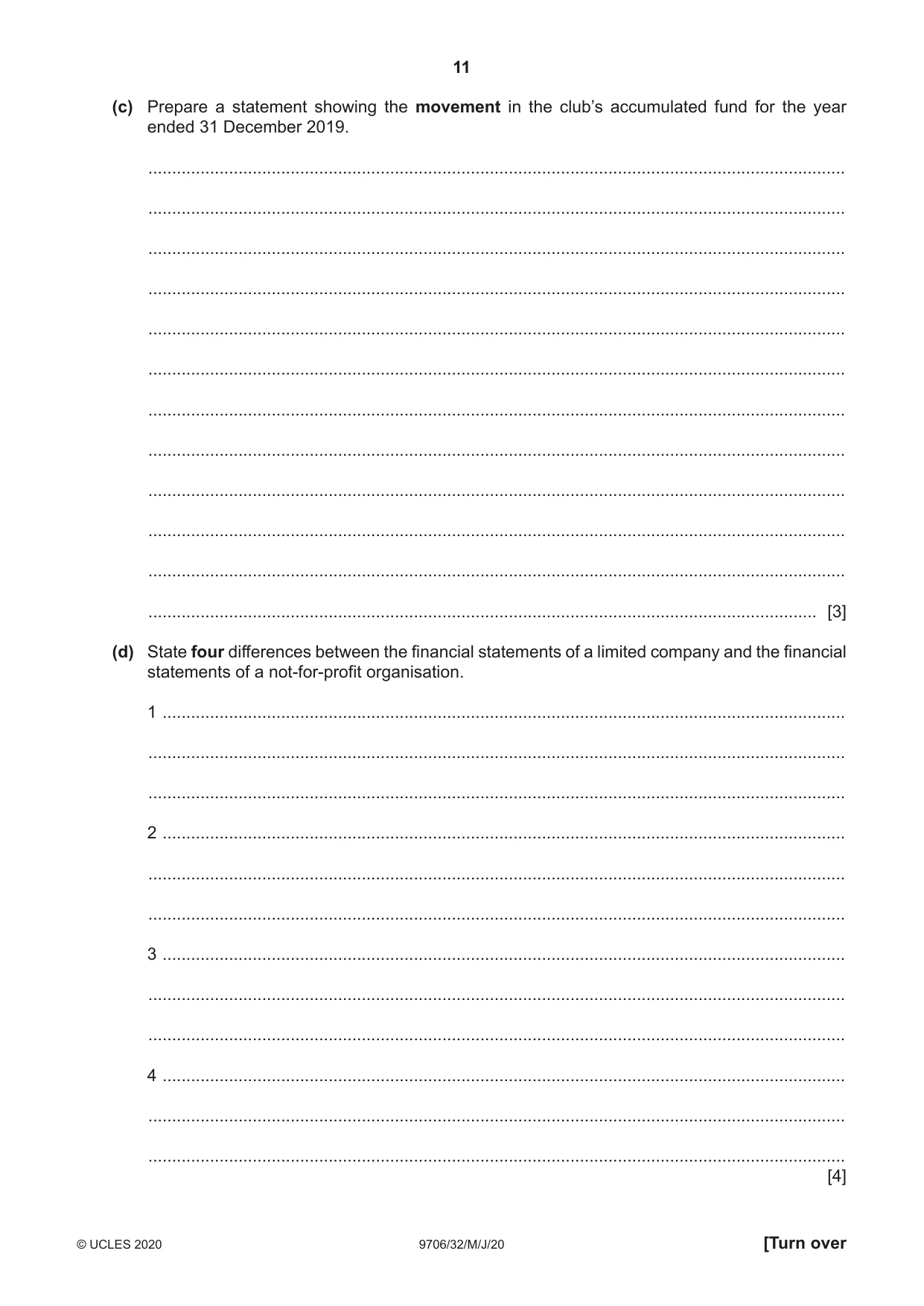 Cambridge A Level Accounting 9706 2020 May/June Paper 3 · Variant 2 question paper, page 11 of 24