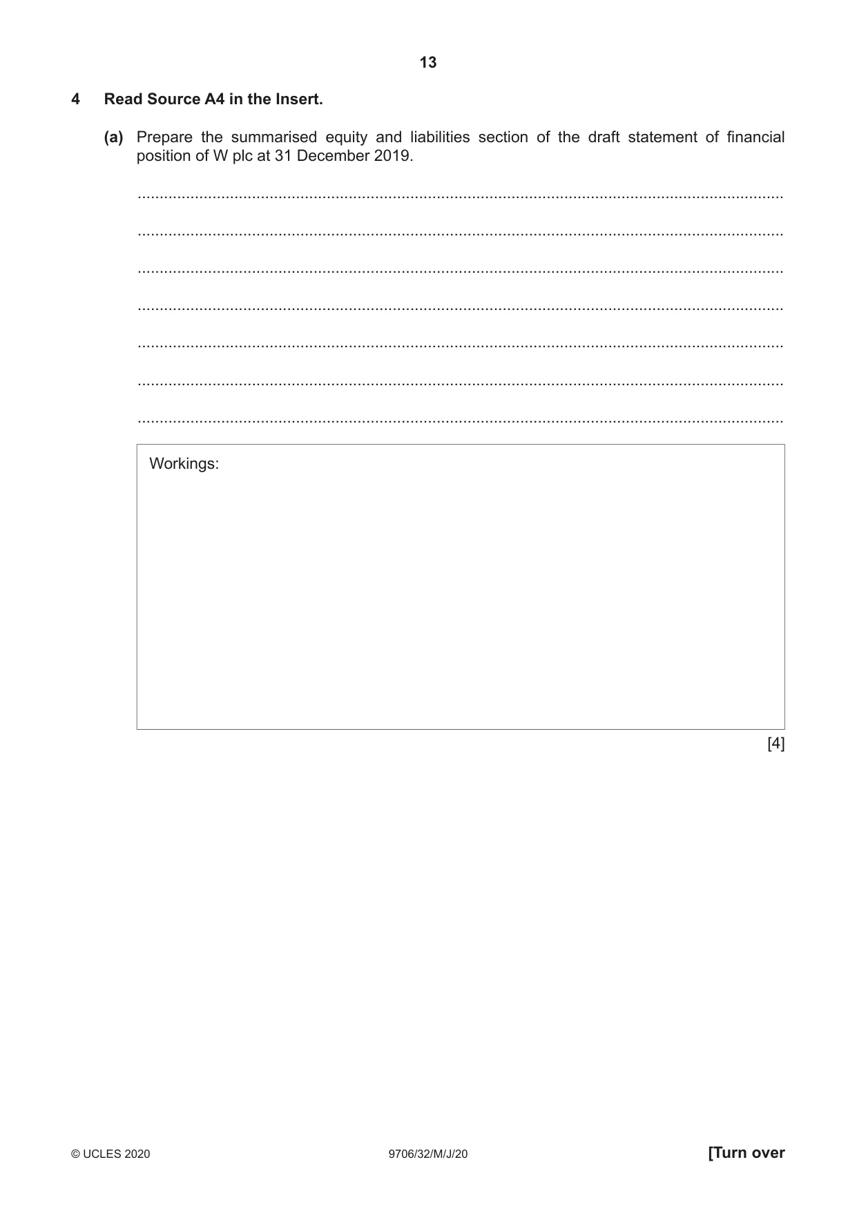 Cambridge A Level Accounting 9706 2020 May/June Paper 3 · Variant 2 question paper, page 13 of 24