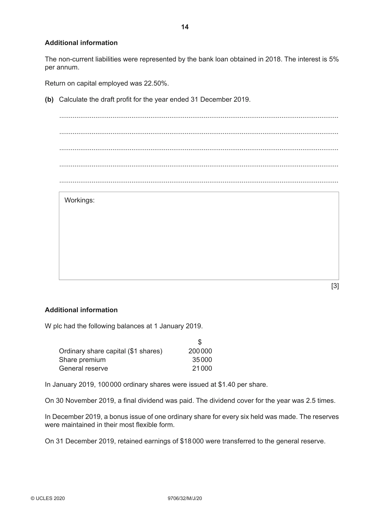 Cambridge A Level Accounting 9706 2020 May/June Paper 3 · Variant 2 question paper, page 14 of 24