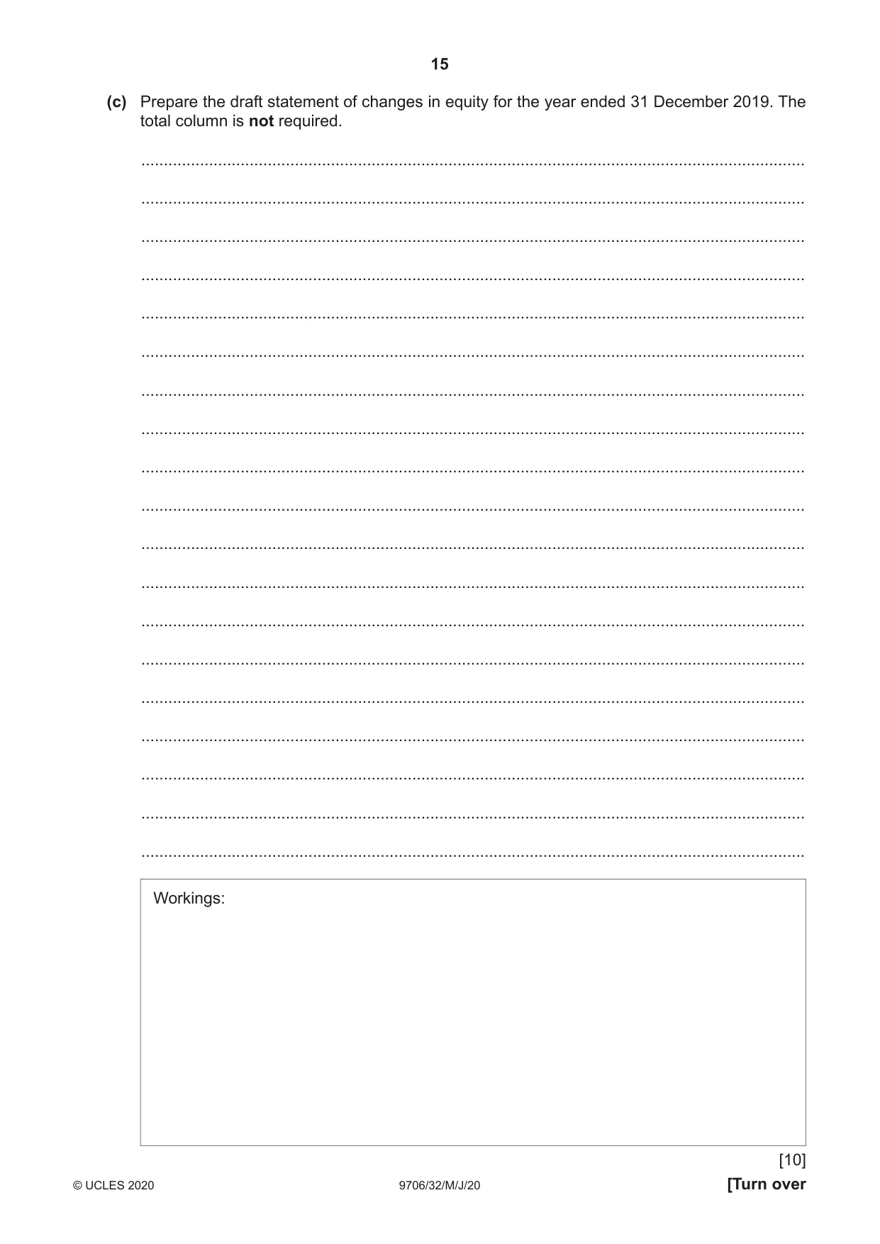 Cambridge A Level Accounting 9706 2020 May/June Paper 3 · Variant 2 question paper, page 15 of 24