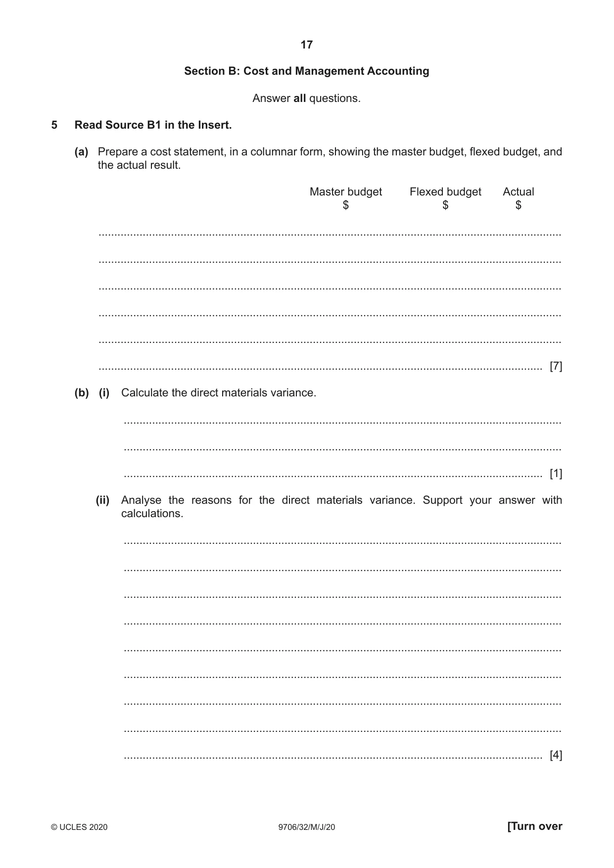Cambridge A Level Accounting 9706 2020 May/June Paper 3 · Variant 2 question paper, page 17 of 24