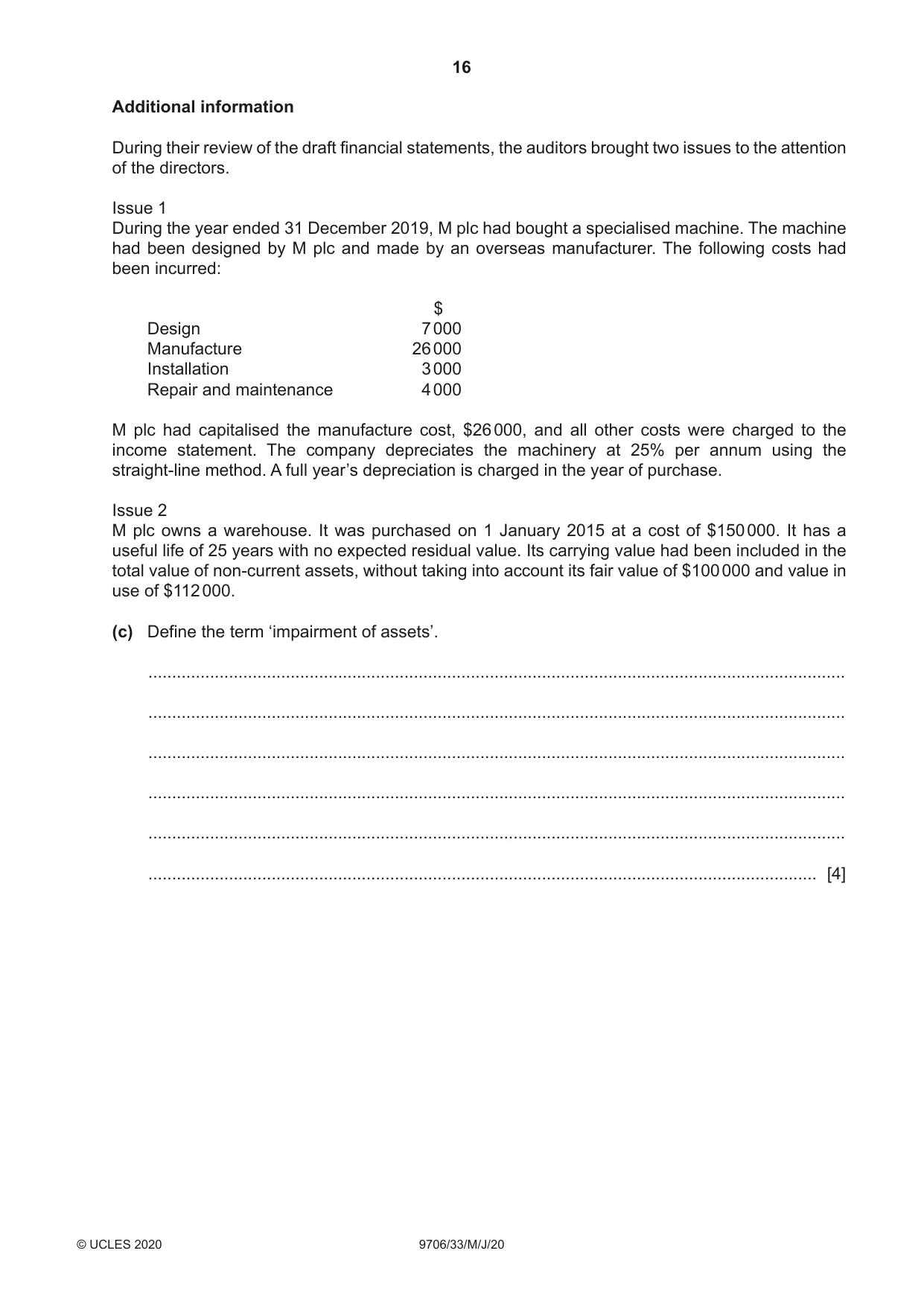 Cambridge A Level Accounting 9706 2020 May/June Paper 3 · Variant 3 question paper, page 16 of 28