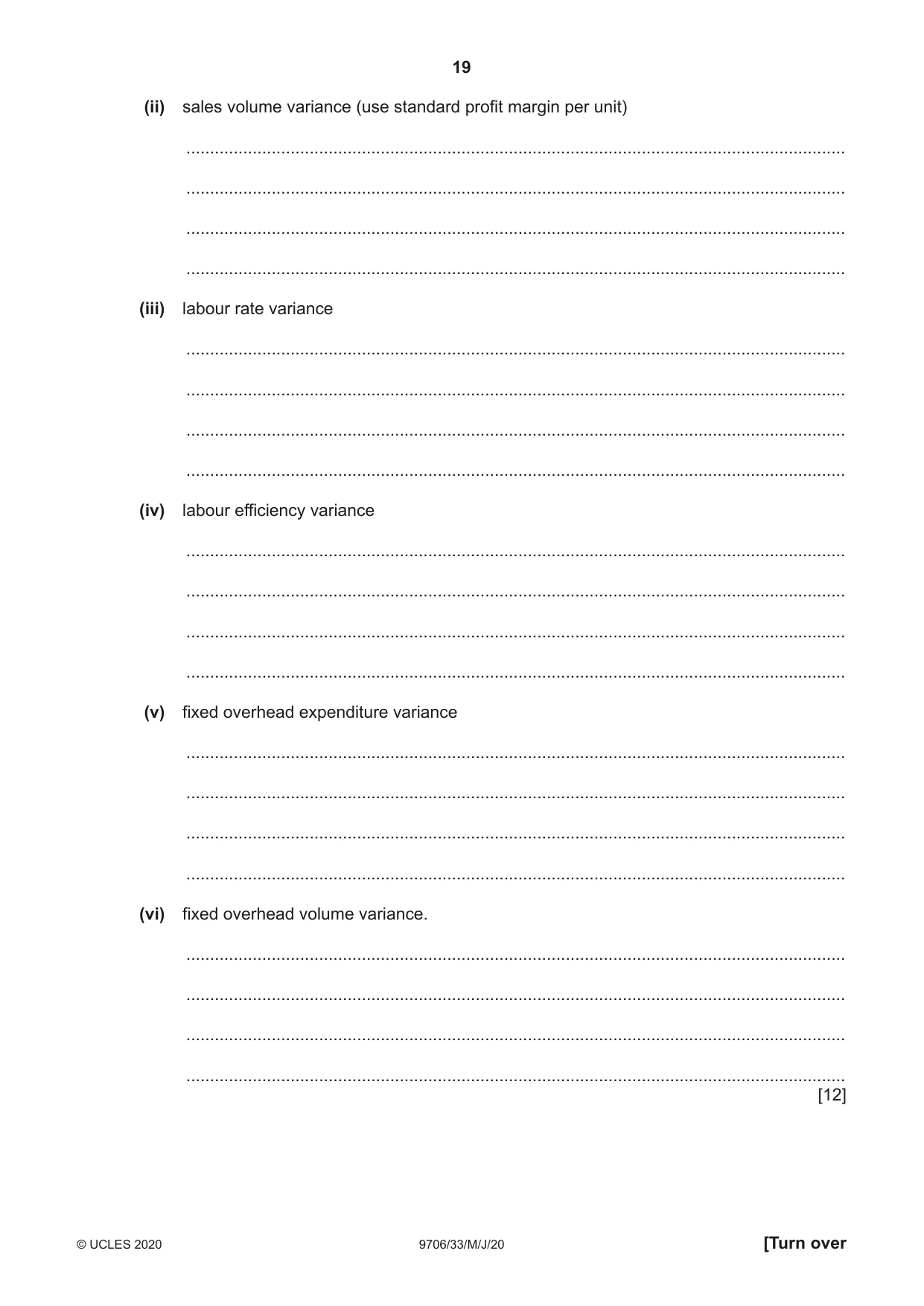 Cambridge A Level Accounting 9706 2020 May/June Paper 3 · Variant 3 question paper, page 19 of 28