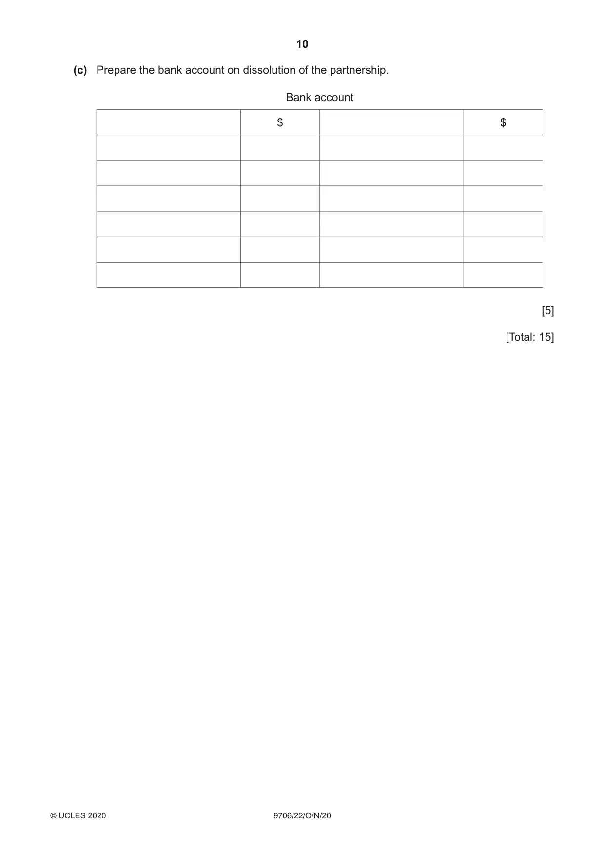 Cambridge A Level Accounting 9706 2020 Oct/Nov Paper 2 · Variant 2 question paper, page 10 of 16