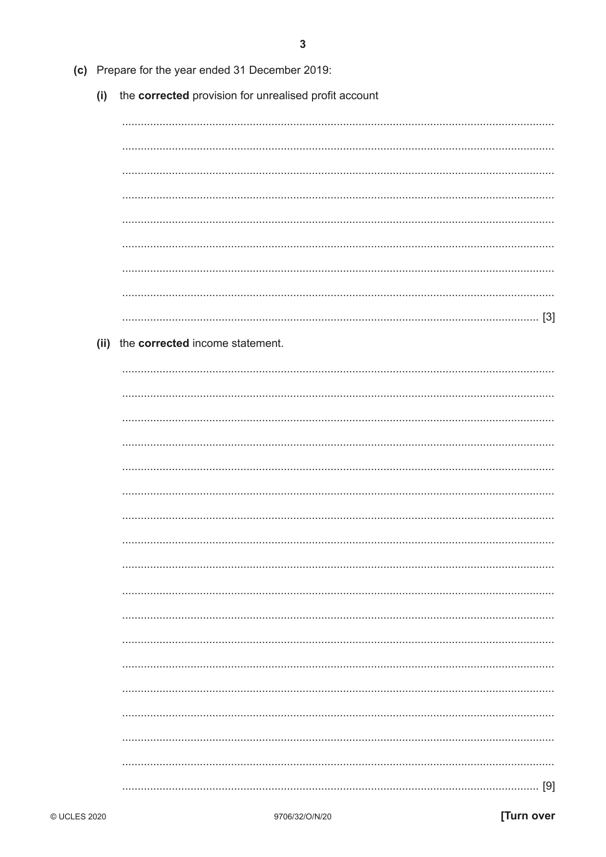 Cambridge A Level Accounting 9706 2020 Oct/Nov Paper 3 · Variant 2 question paper, page 3 of 20