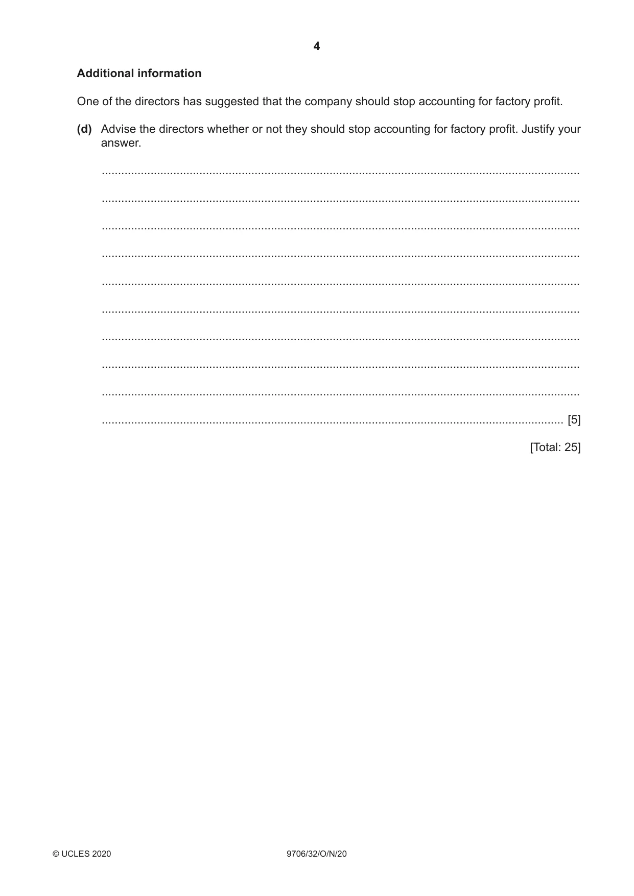 Cambridge A Level Accounting 9706 2020 Oct/Nov Paper 3 · Variant 2 question paper, page 4 of 20