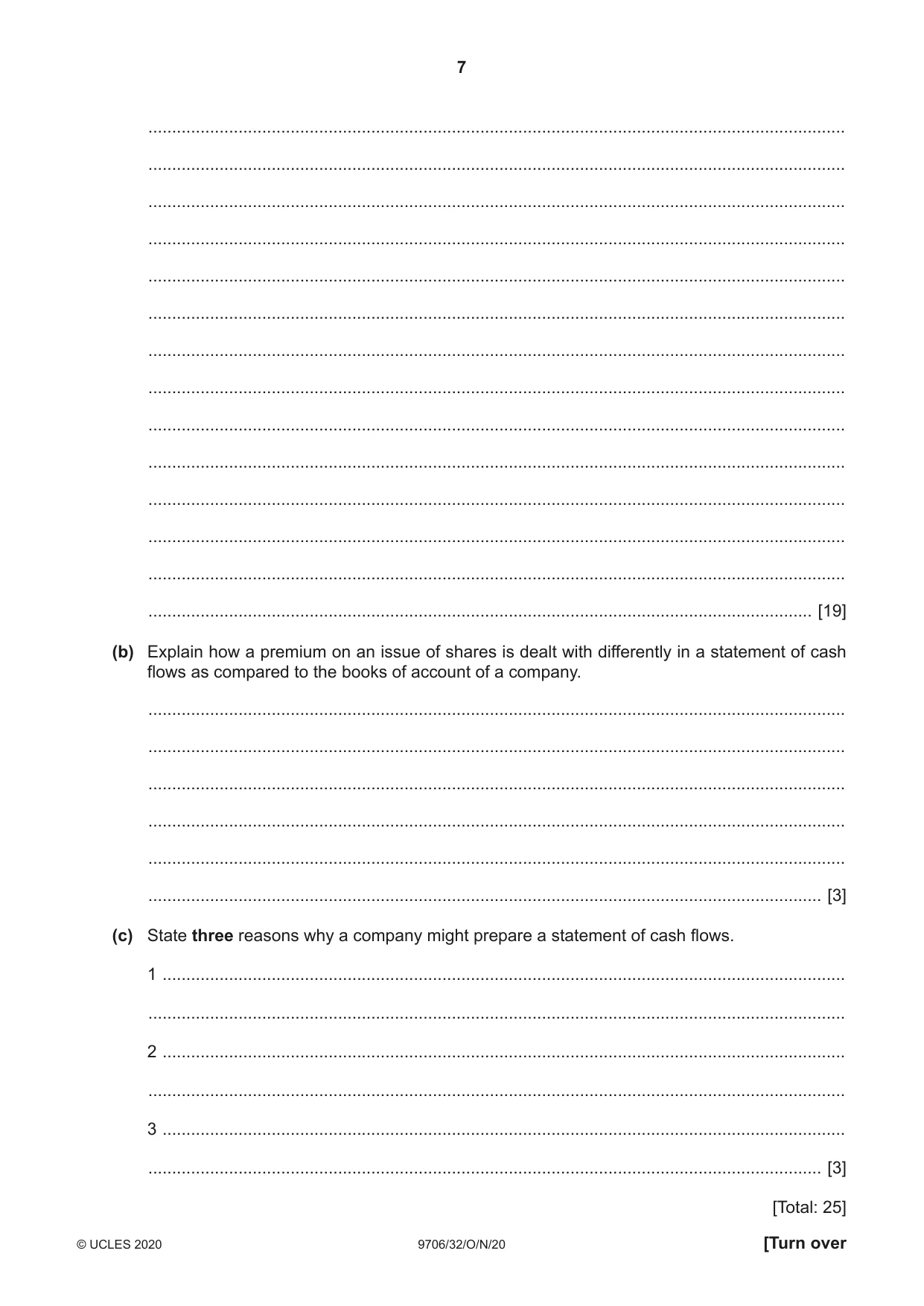 Cambridge A Level Accounting 9706 2020 Oct/Nov Paper 3 · Variant 2 question paper, page 7 of 20