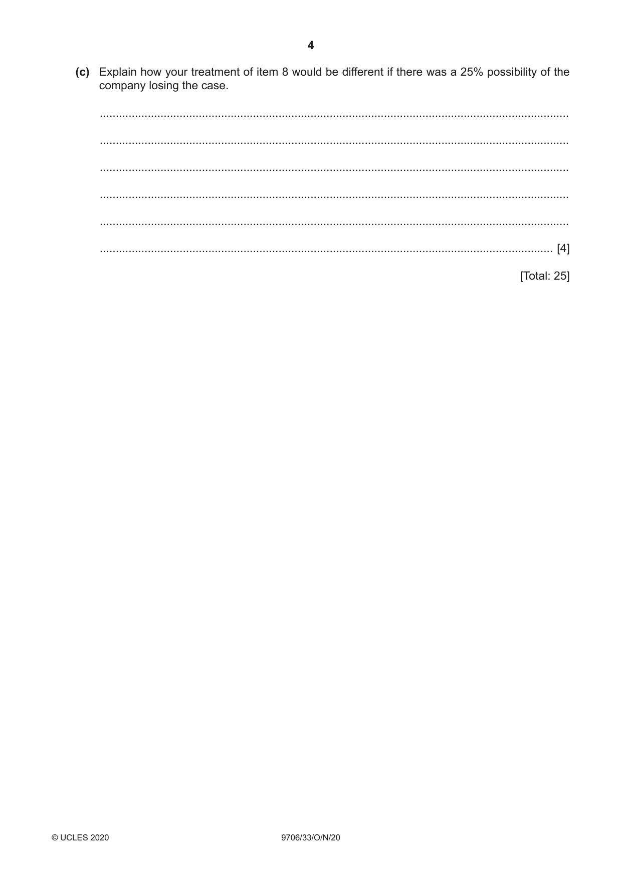 Cambridge A Level Accounting 9706 2020 Oct/Nov Paper 3 · Variant 3 question paper, page 4 of 20