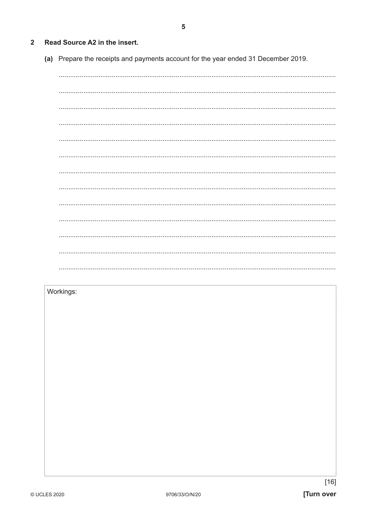 Cambridge A Level Accounting 9706 2020 Oct/Nov Paper 3 · Variant 3 question paper, page 5 of 20