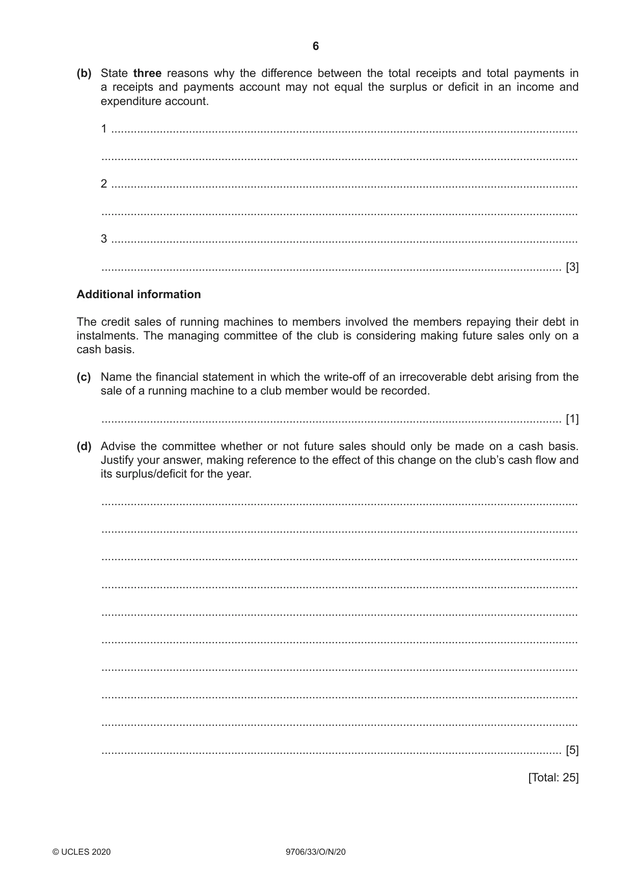 Cambridge A Level Accounting 9706 2020 Oct/Nov Paper 3 · Variant 3 question paper, page 6 of 20