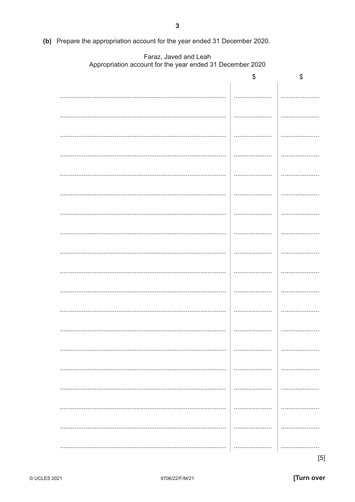 Cambridge A Level Accounting 9706 2021 Feb/March Paper 2 · Variant 2 question paper, page 3 of 20