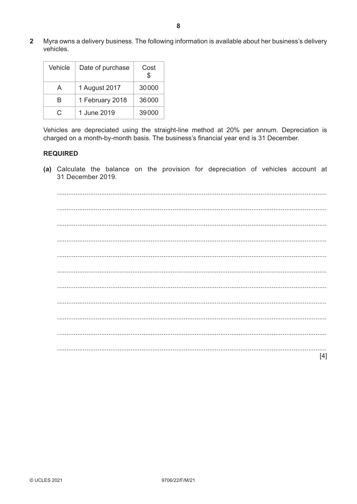 Cambridge A Level Accounting 9706 2021 Feb/March Paper 2 · Variant 2 question paper, page 8 of 20