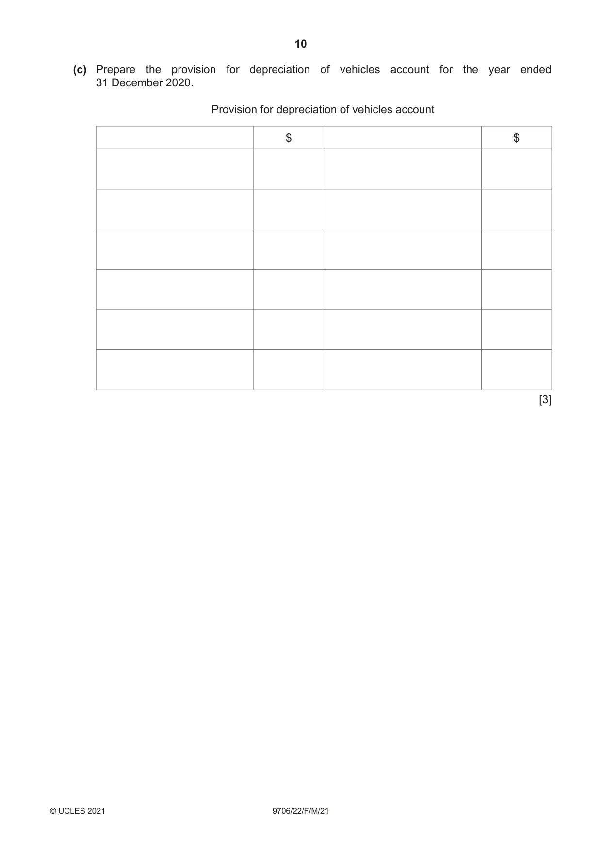 Cambridge A Level Accounting 9706 2021 Feb/March Paper 2 · Variant 2 question paper, page 10 of 20