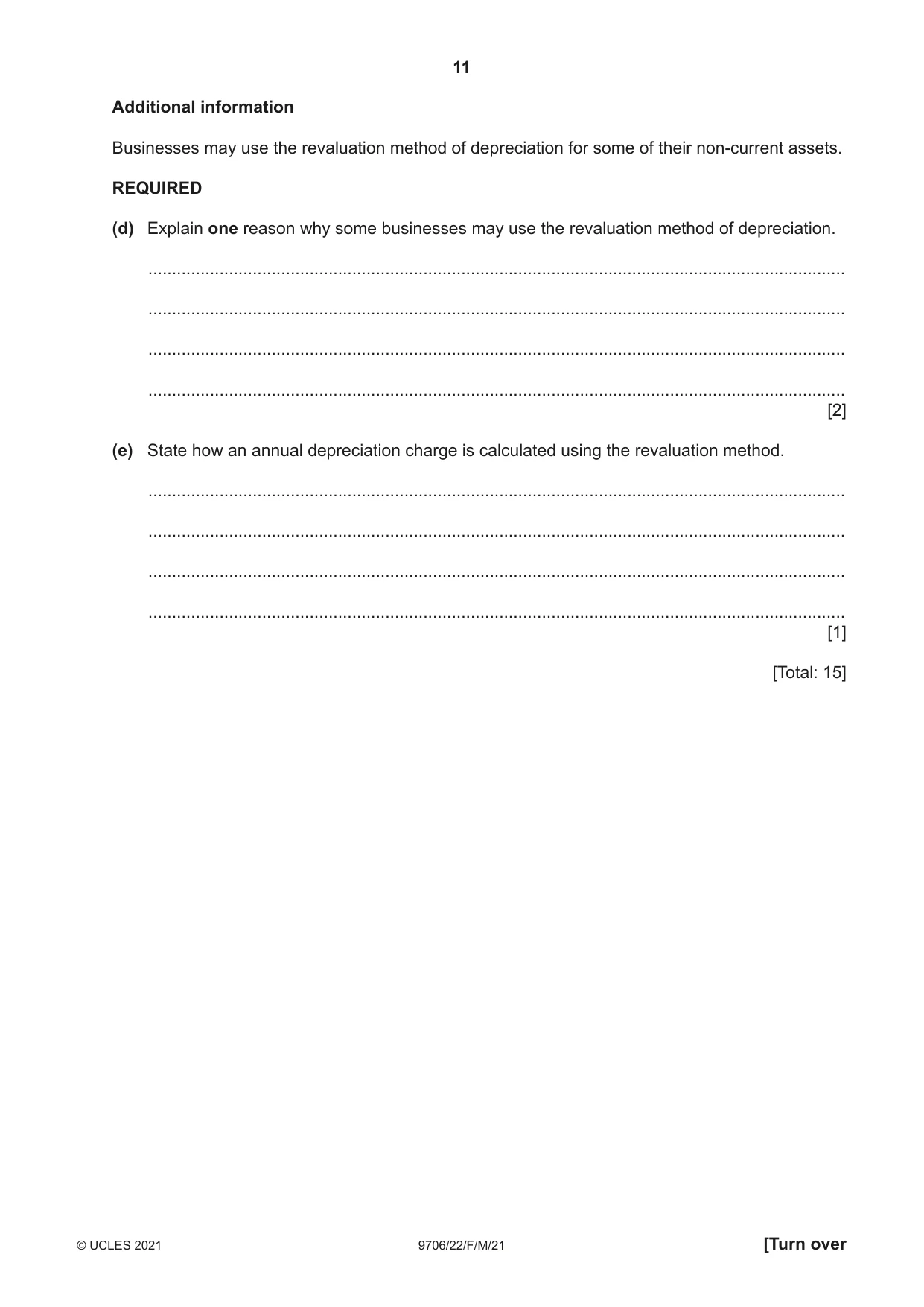 Cambridge A Level Accounting 9706 2021 Feb/March Paper 2 · Variant 2 question paper, page 11 of 20