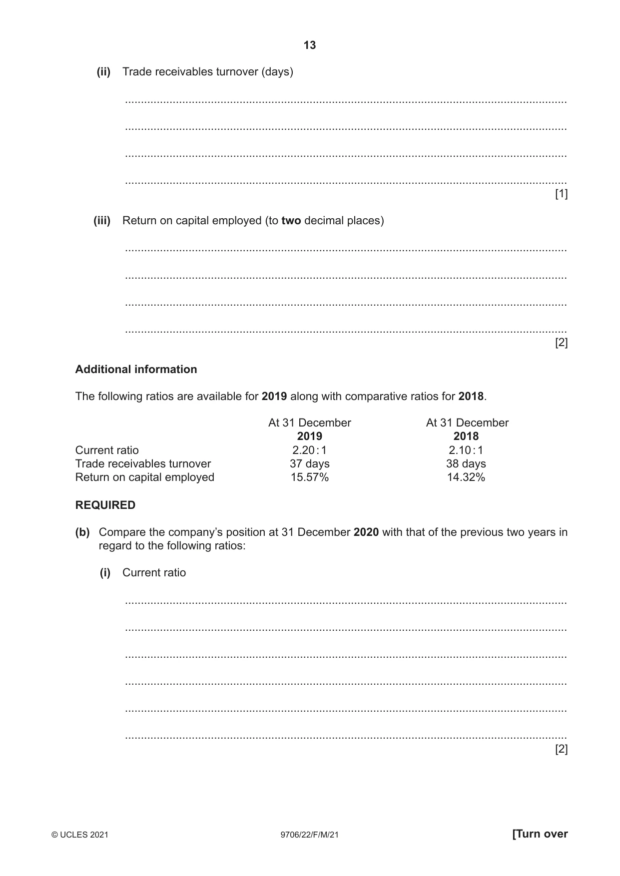 Cambridge A Level Accounting 9706 2021 Feb/March Paper 2 · Variant 2 question paper, page 13 of 20