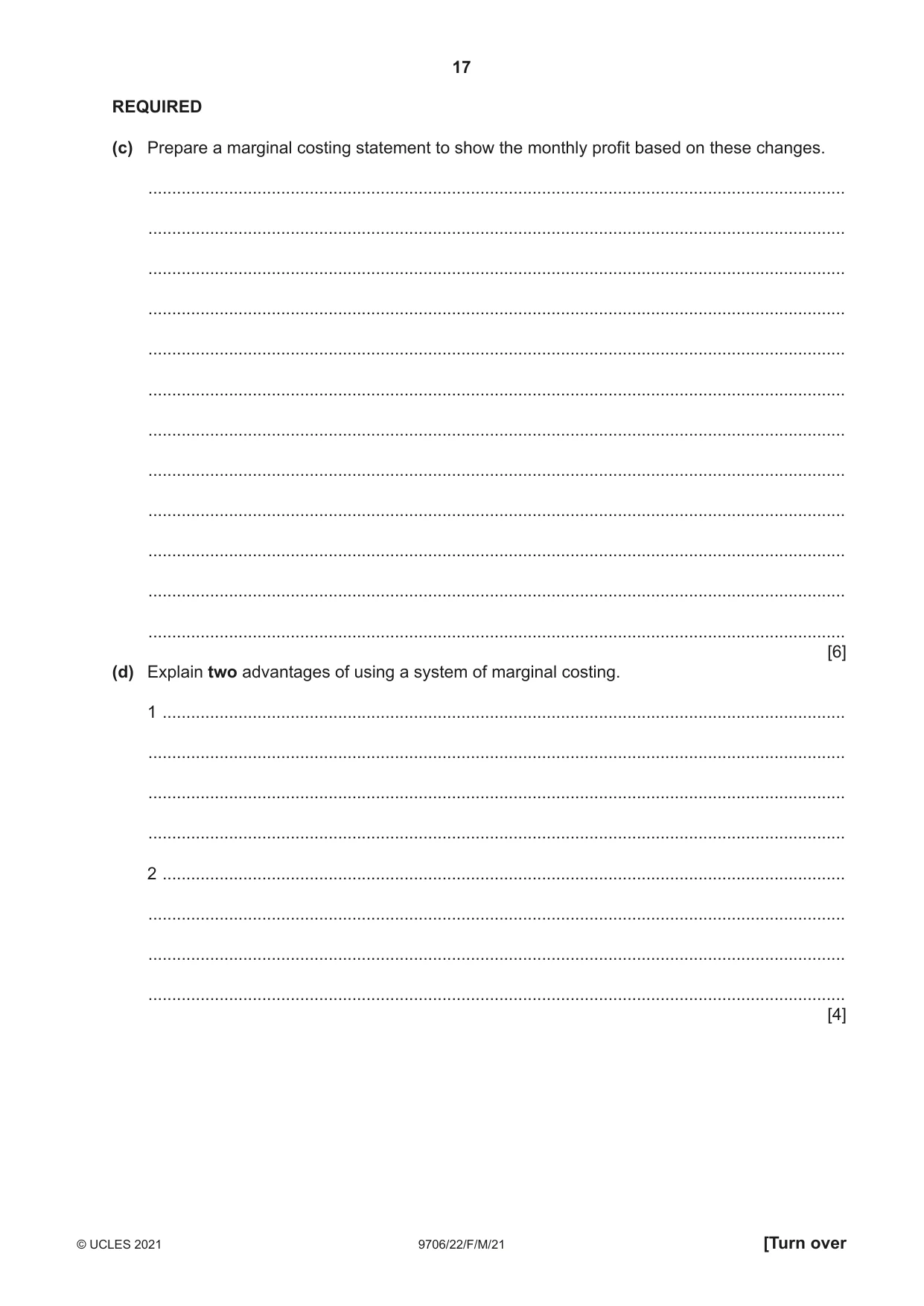 Cambridge A Level Accounting 9706 2021 Feb/March Paper 2 · Variant 2 question paper, page 17 of 20