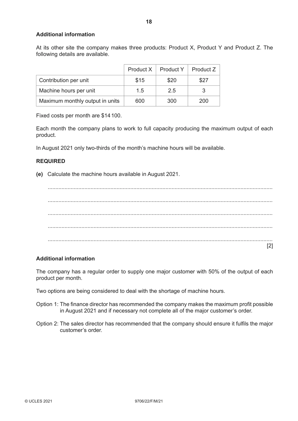 Cambridge A Level Accounting 9706 2021 Feb/March Paper 2 · Variant 2 question paper, page 18 of 20