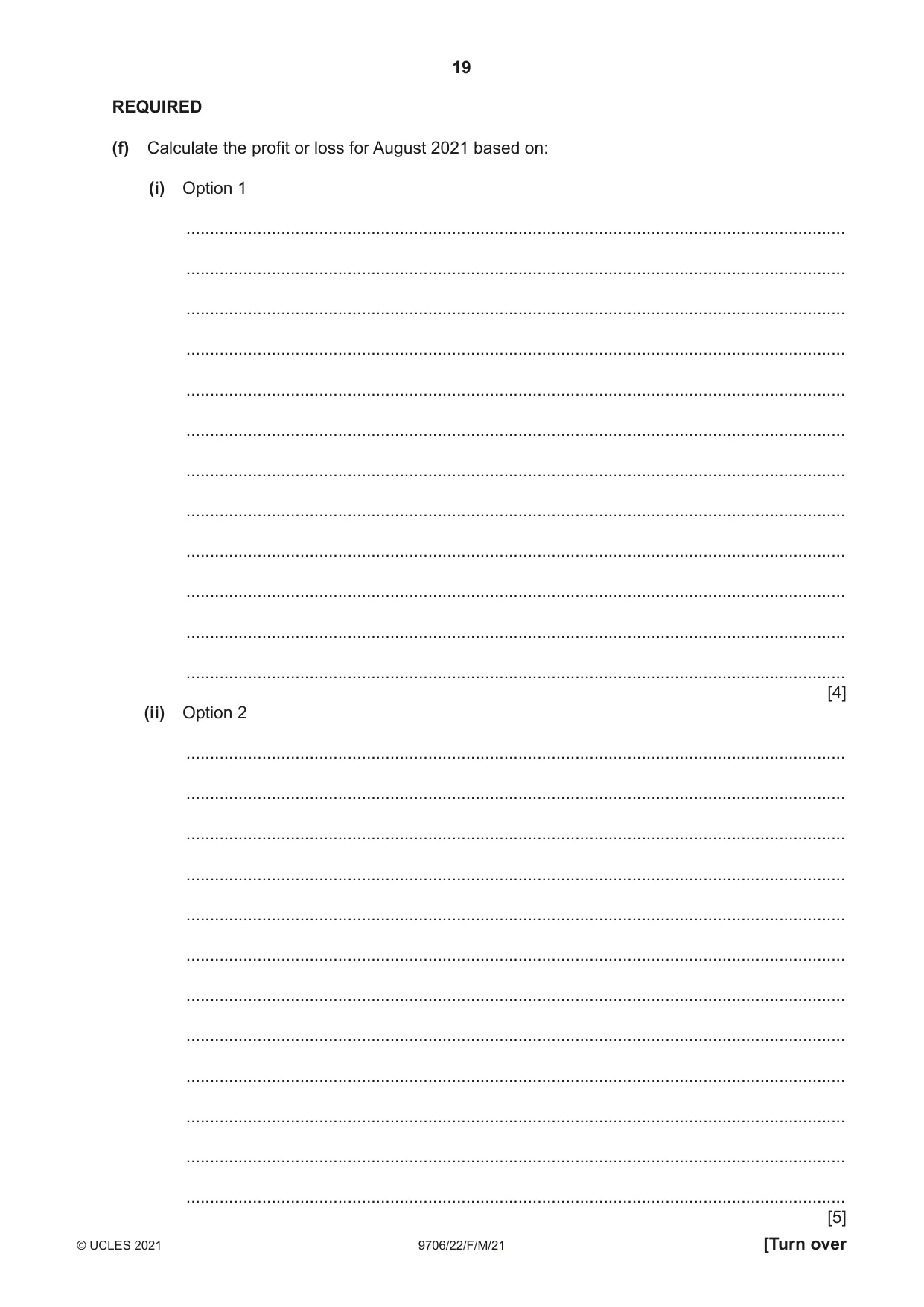 Cambridge A Level Accounting 9706 2021 Feb/March Paper 2 · Variant 2 question paper, page 19 of 20