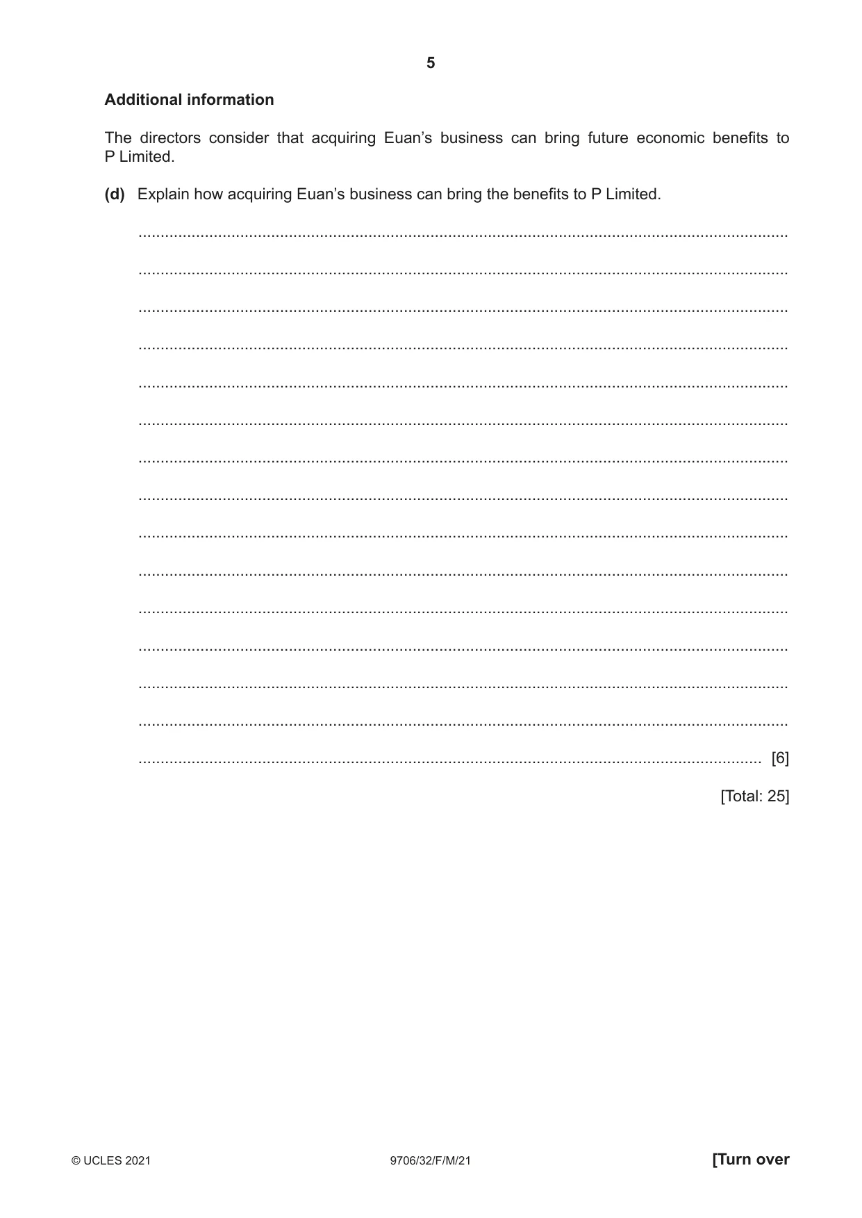 Cambridge A Level Accounting 9706 2021 Feb/March Paper 3 · Variant 2 question paper, page 5 of 28