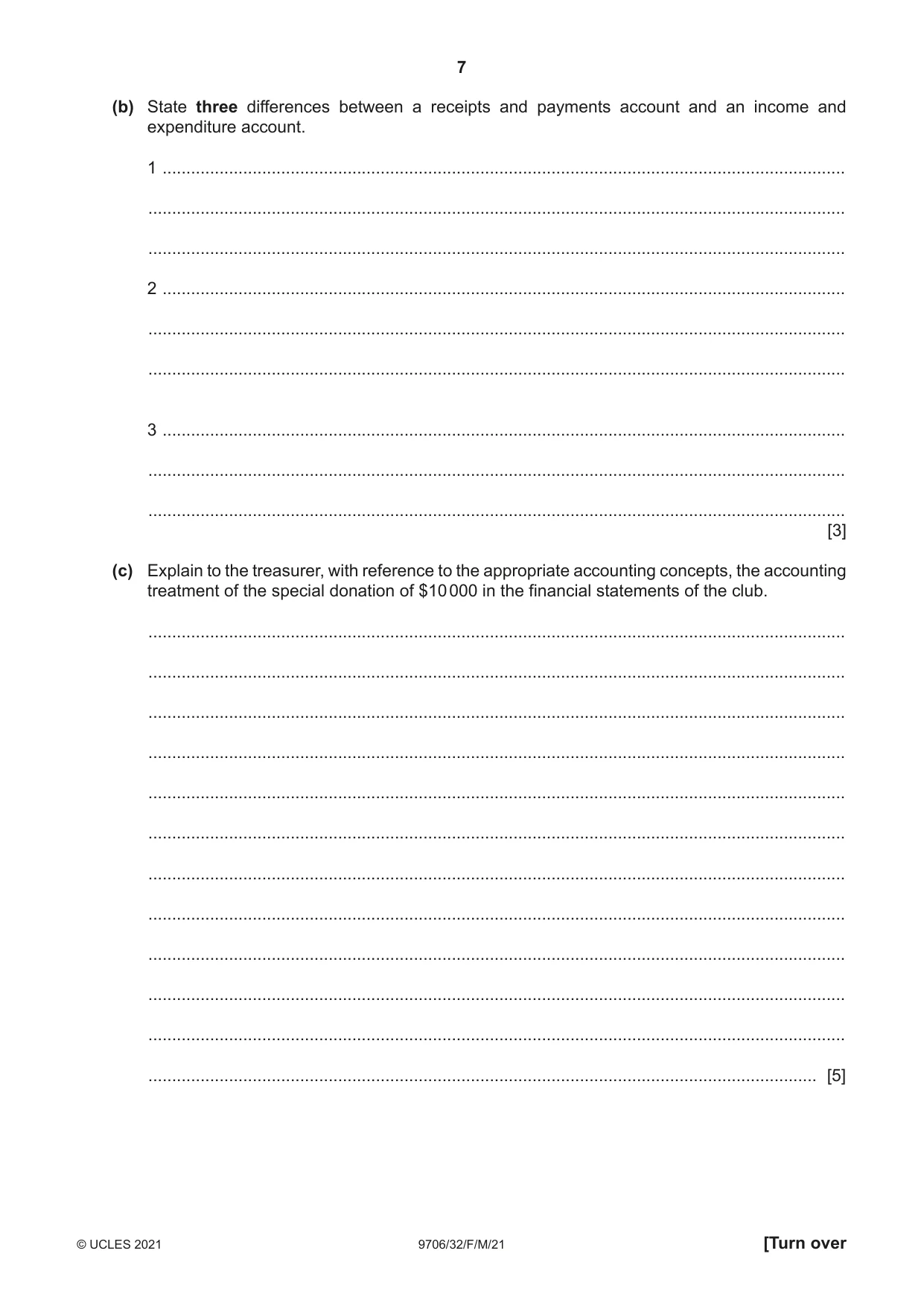 Cambridge A Level Accounting 9706 2021 Feb/March Paper 3 · Variant 2 question paper, page 7 of 28