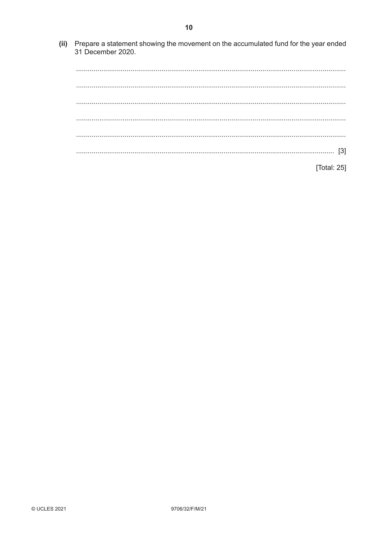 Cambridge A Level Accounting 9706 2021 Feb/March Paper 3 · Variant 2 question paper, page 10 of 28