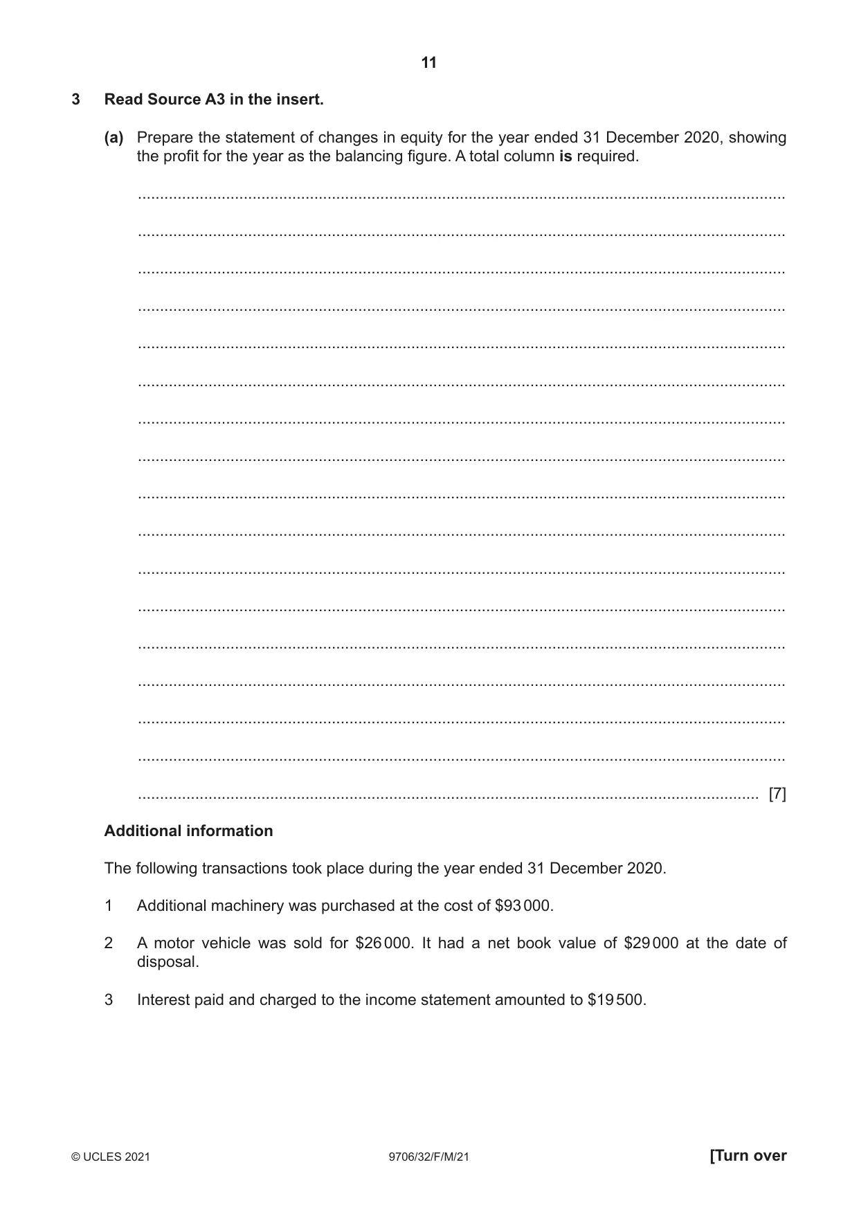 Cambridge A Level Accounting 9706 2021 Feb/March Paper 3 · Variant 2 question paper, page 11 of 28