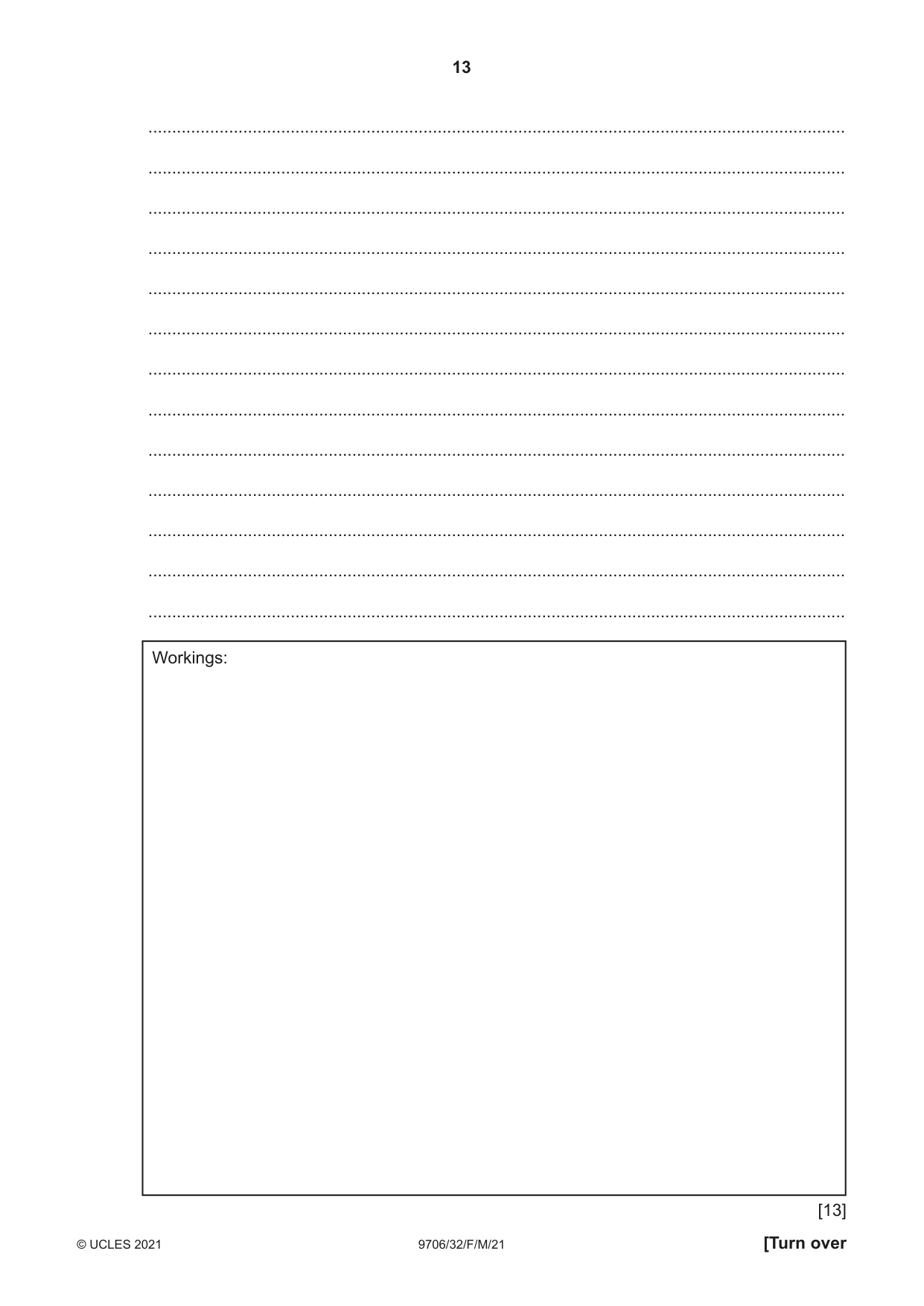 Cambridge A Level Accounting 9706 2021 Feb/March Paper 3 · Variant 2 question paper, page 13 of 28