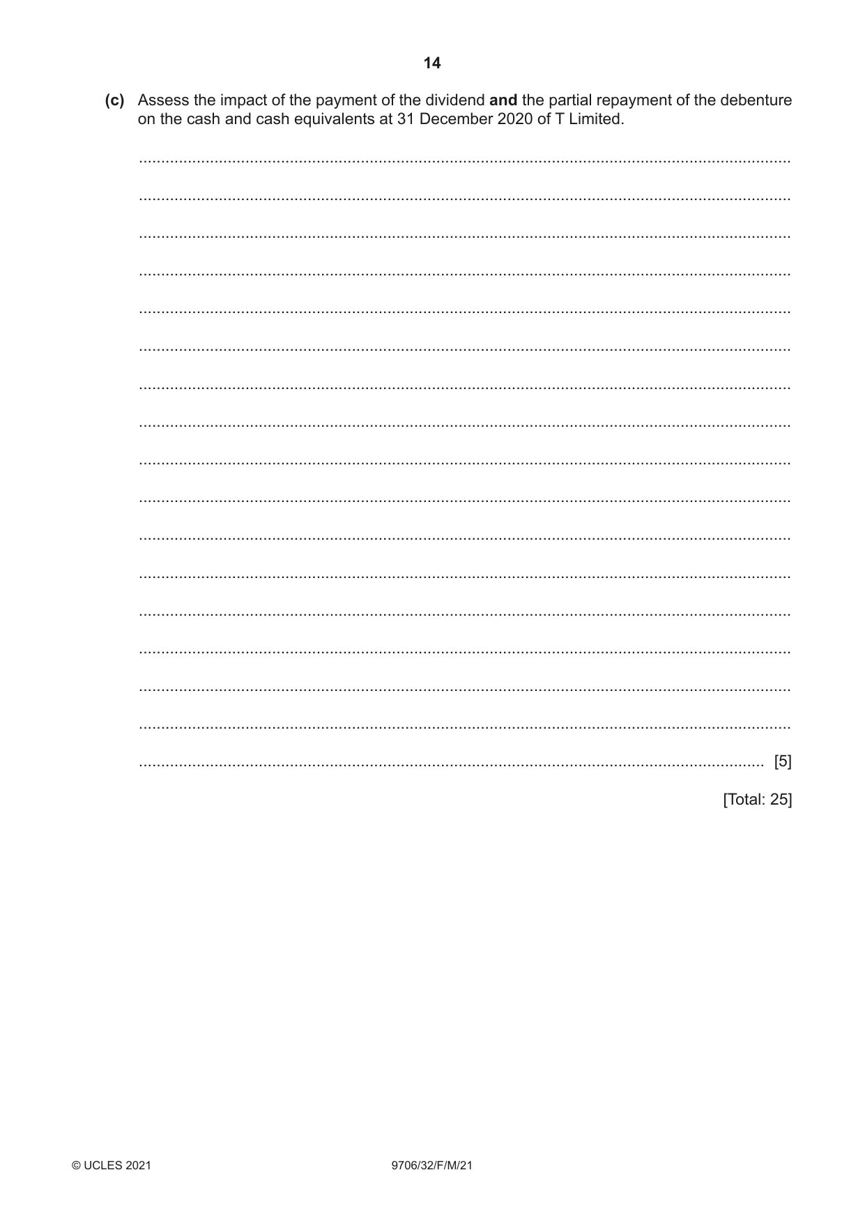 Cambridge A Level Accounting 9706 2021 Feb/March Paper 3 · Variant 2 question paper, page 14 of 28