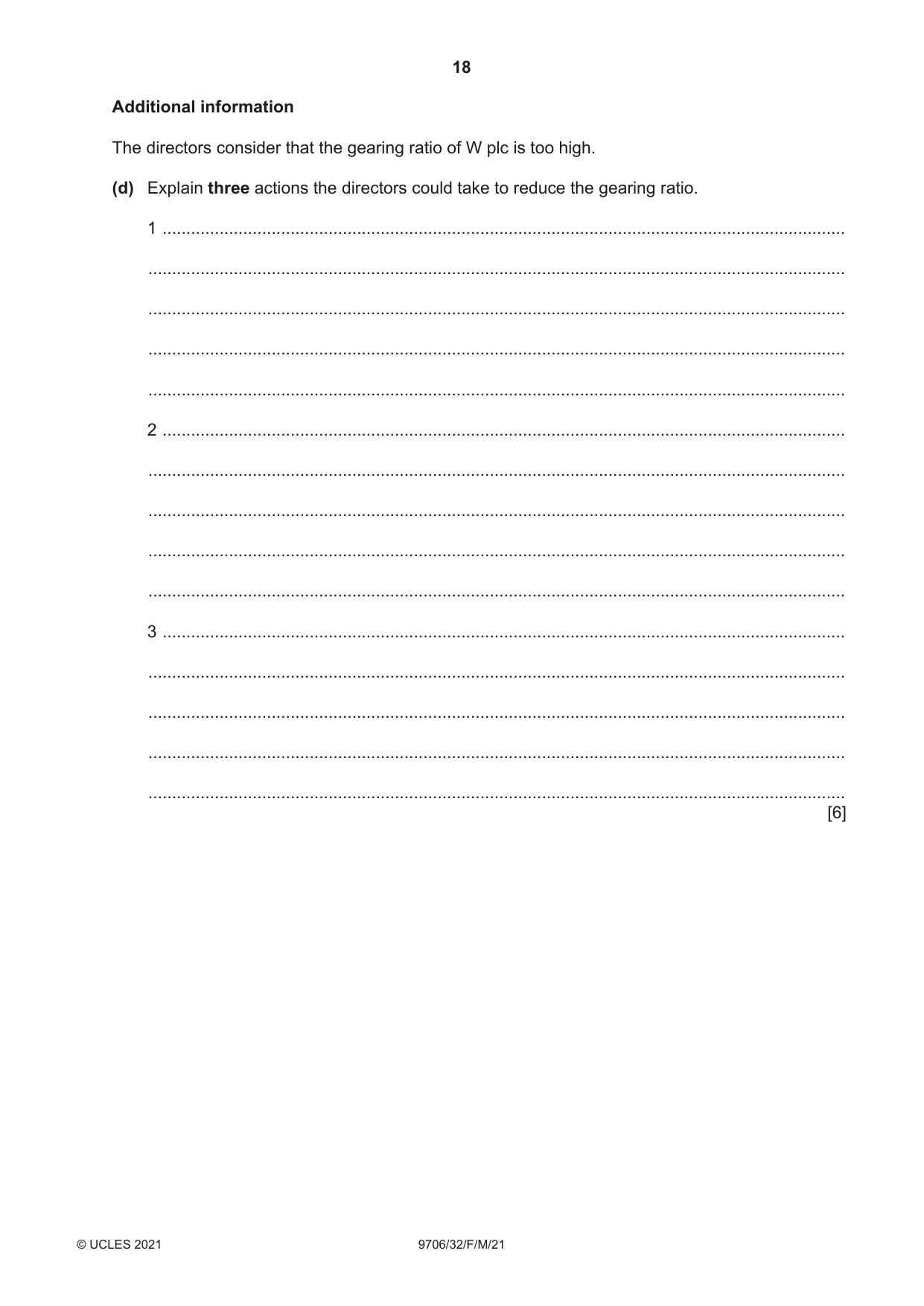 Cambridge A Level Accounting 9706 2021 Feb/March Paper 3 · Variant 2 question paper, page 18 of 28