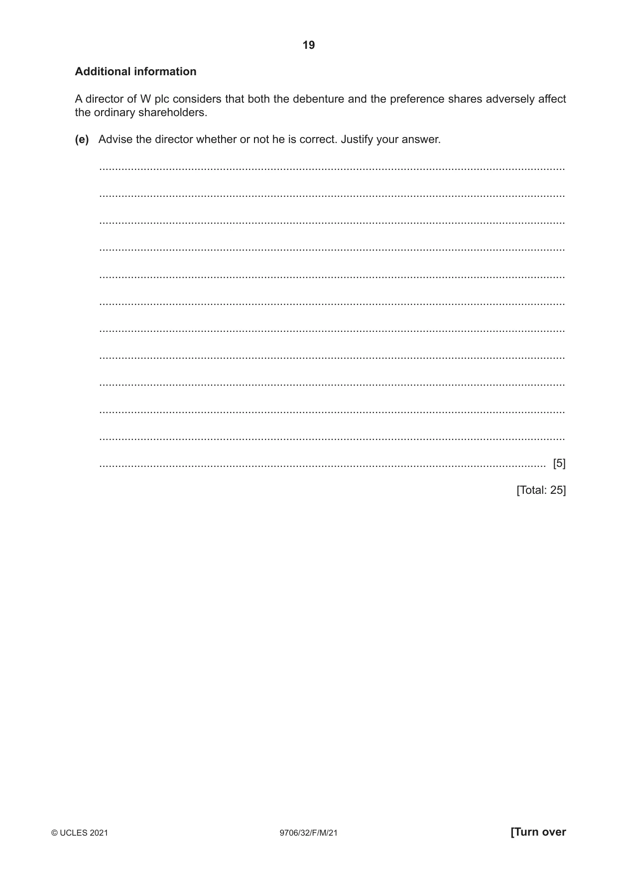 Cambridge A Level Accounting 9706 2021 Feb/March Paper 3 · Variant 2 question paper, page 19 of 28