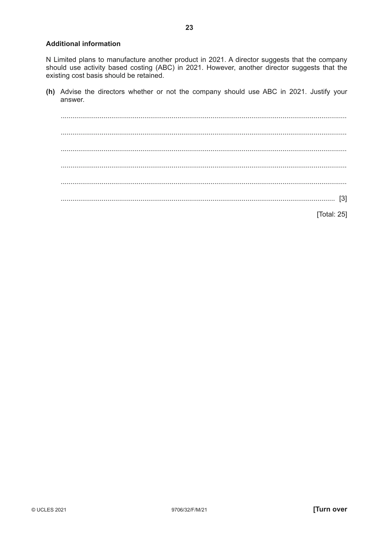 Cambridge A Level Accounting 9706 2021 Feb/March Paper 3 · Variant 2 question paper, page 23 of 28