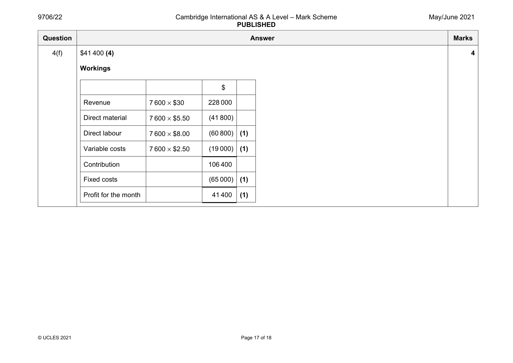 Mark scheme, page 17 of 18