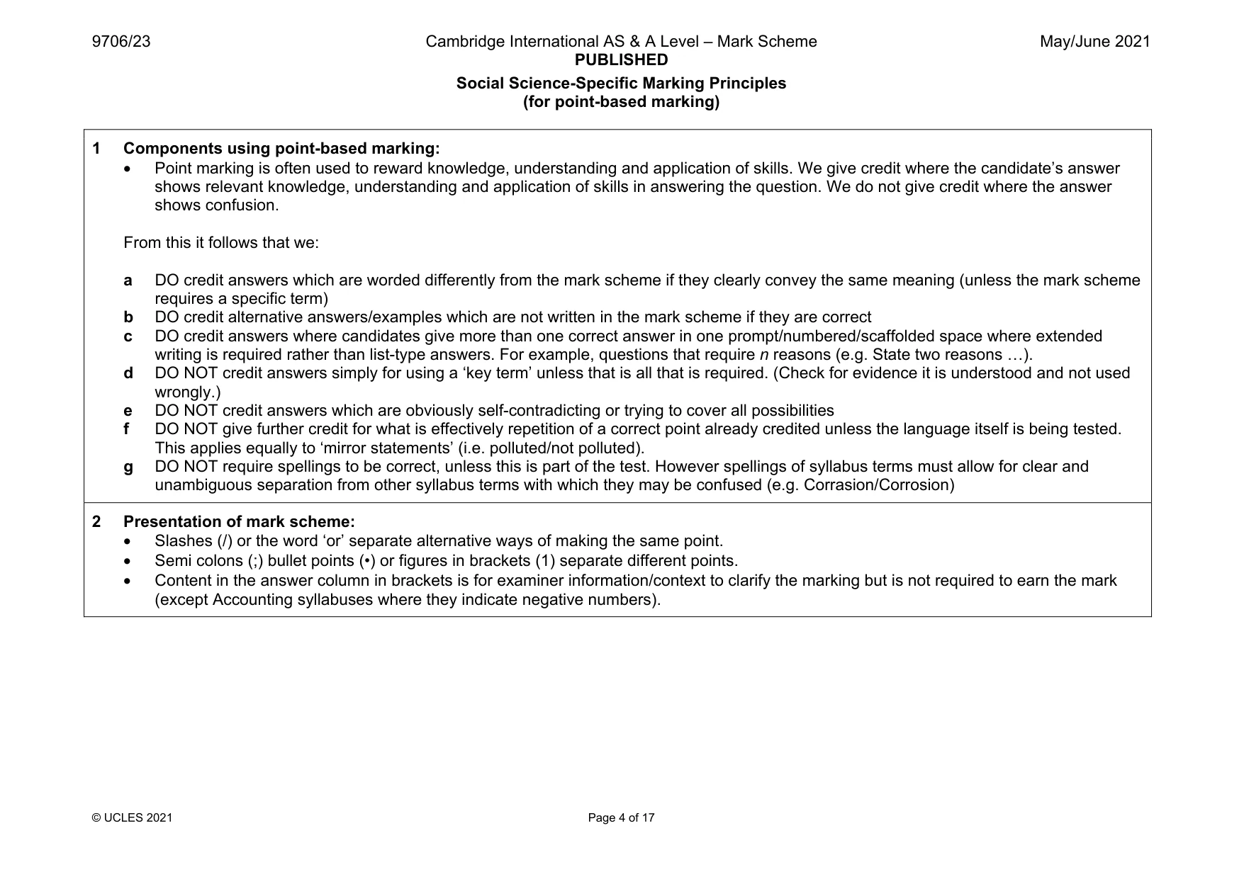 Mark scheme, page 4 of 17