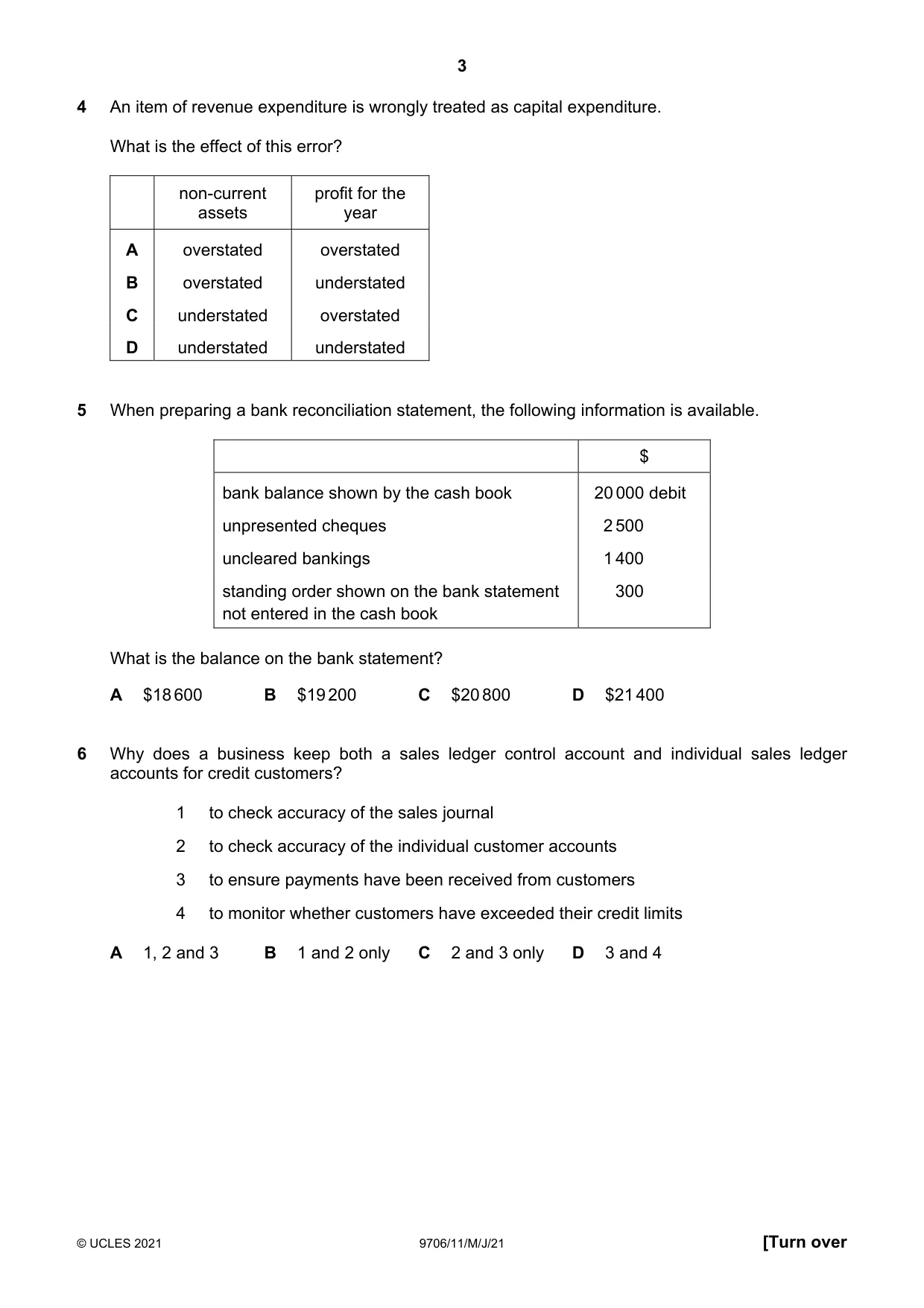 Cambridge A Level Accounting 9706 2021 May/June Paper 1 · Variant 1 question paper, page 3 of 12