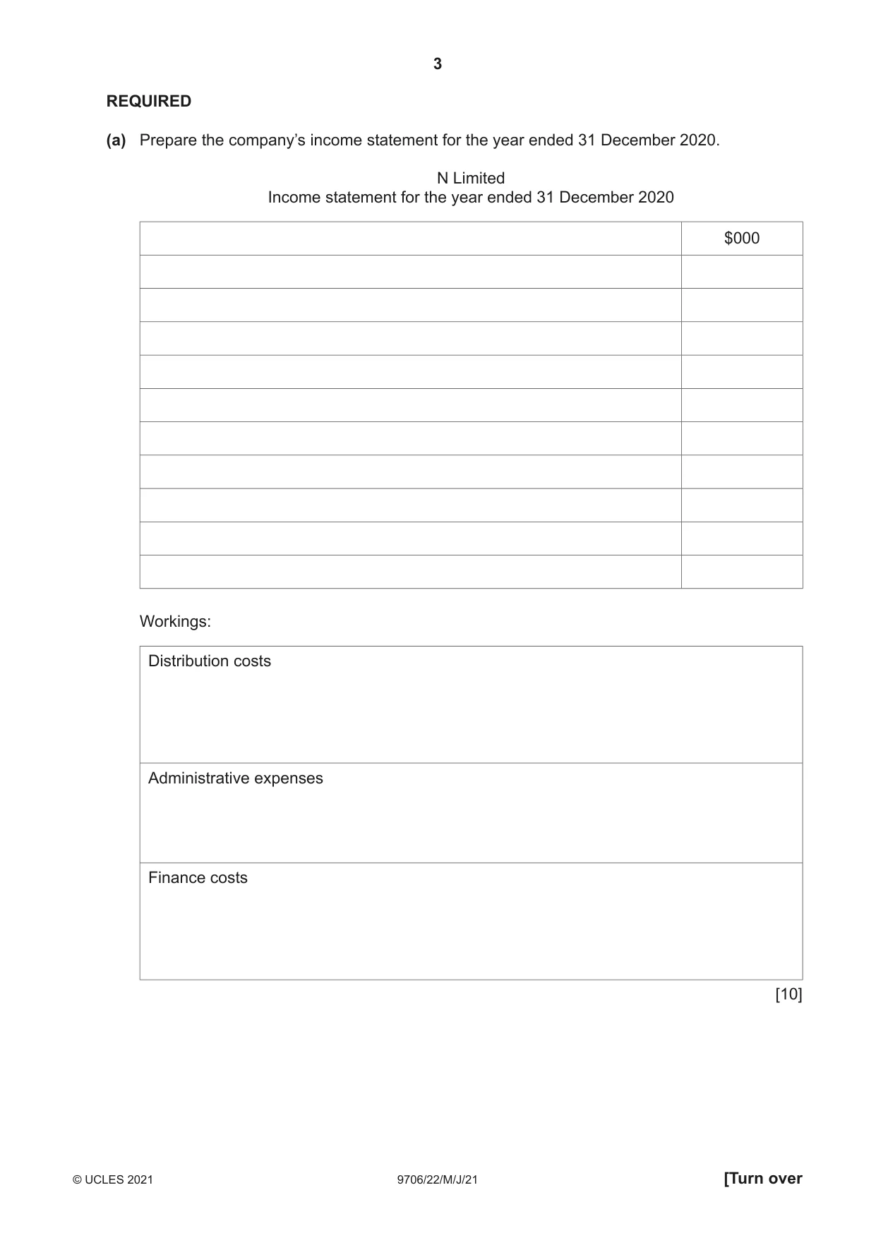 Cambridge A Level Accounting 9706 2021 May/June Paper 2 · Variant 2 question paper, page 3 of 20