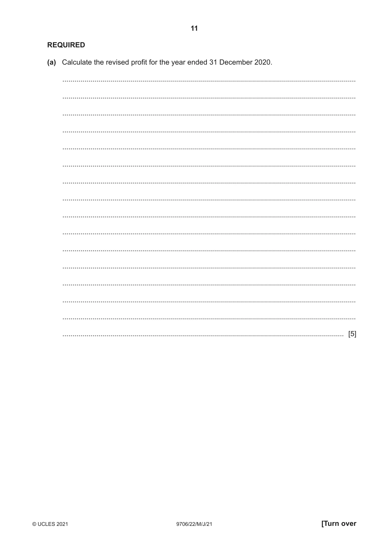 Cambridge A Level Accounting 9706 2021 May/June Paper 2 · Variant 2 question paper, page 11 of 20