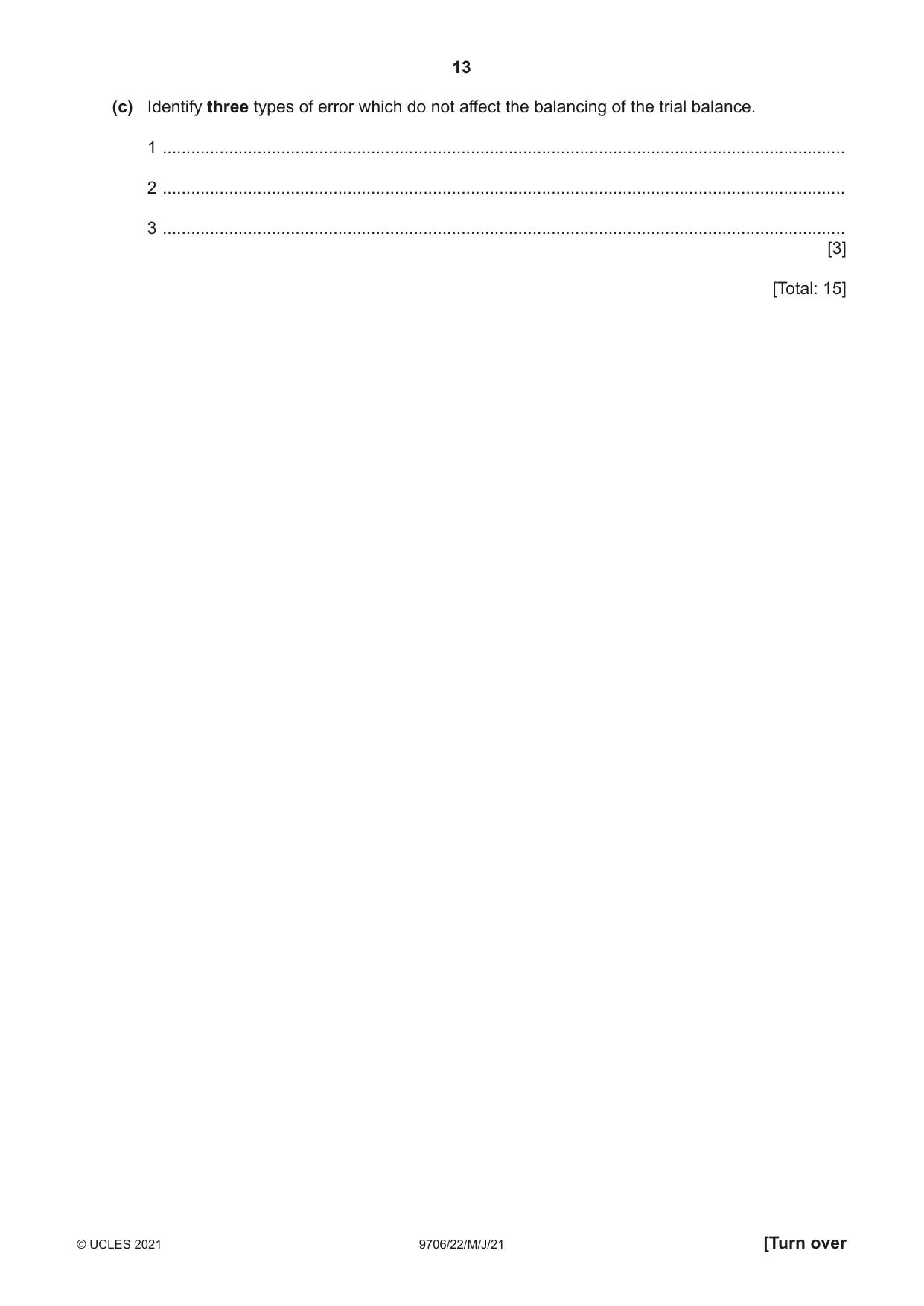 Cambridge A Level Accounting 9706 2021 May/June Paper 2 · Variant 2 question paper, page 13 of 20