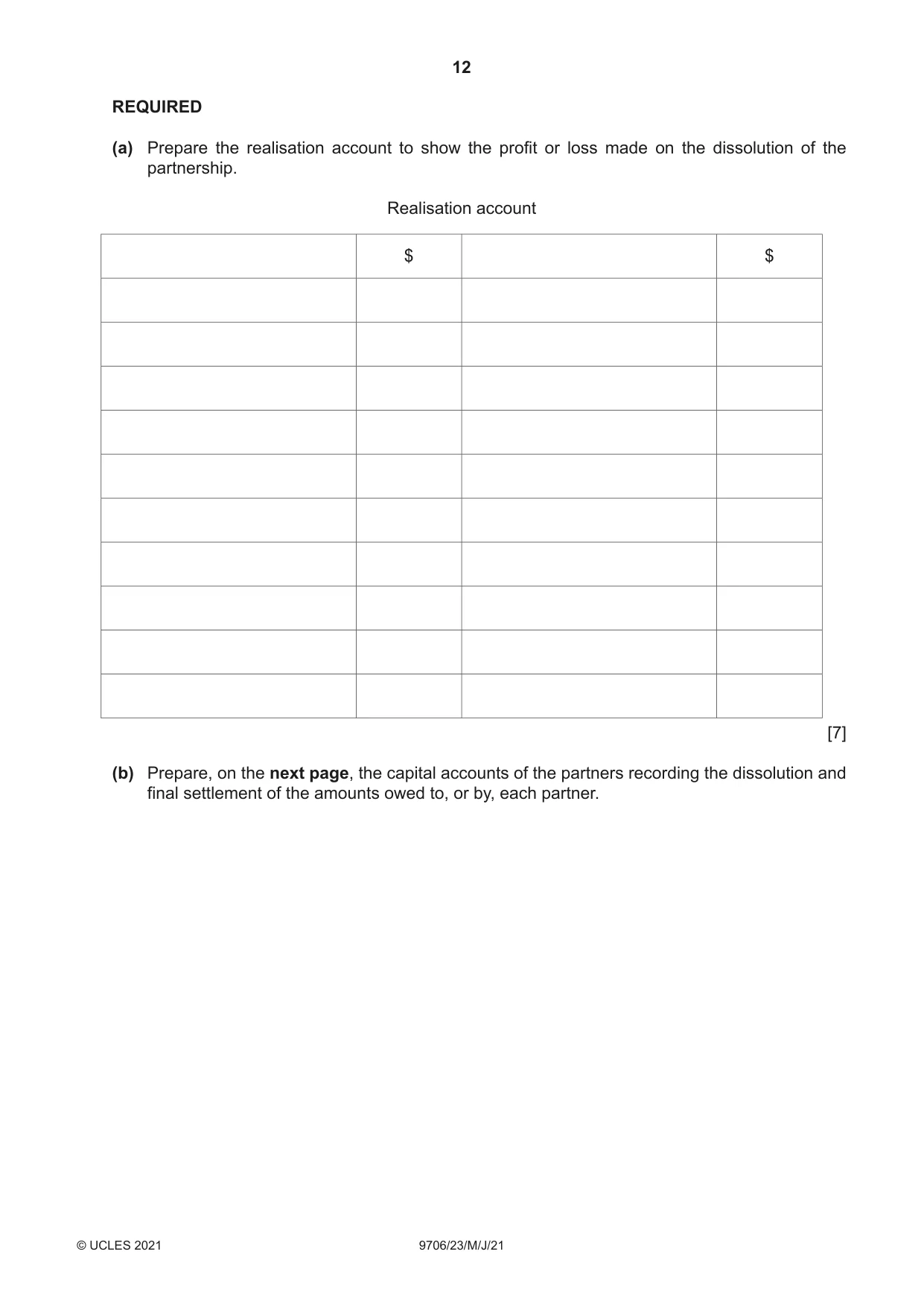 Cambridge A Level Accounting 9706 2021 May/June Paper 2 · Variant 3 question paper, page 12 of 20