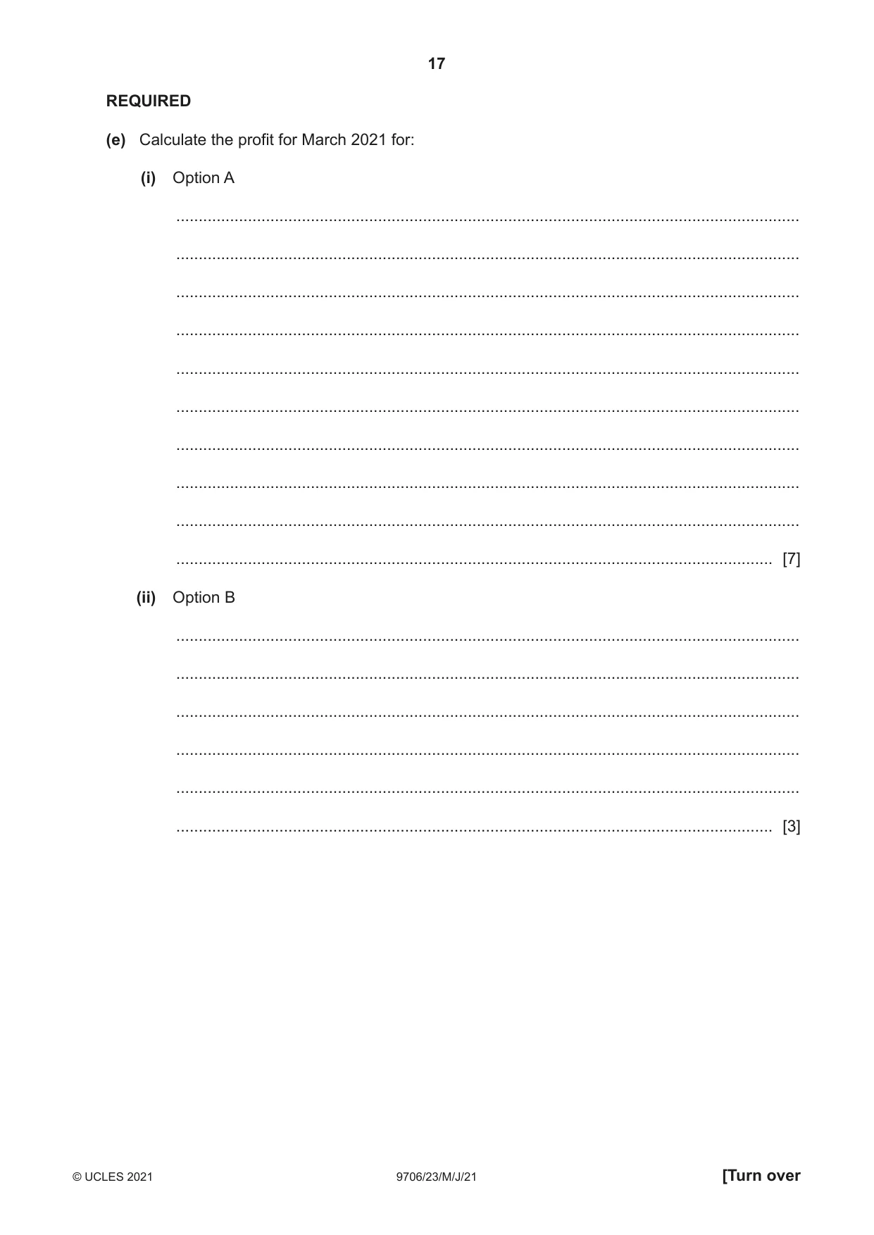 Cambridge A Level Accounting 9706 2021 May/June Paper 2 · Variant 3 question paper, page 17 of 20