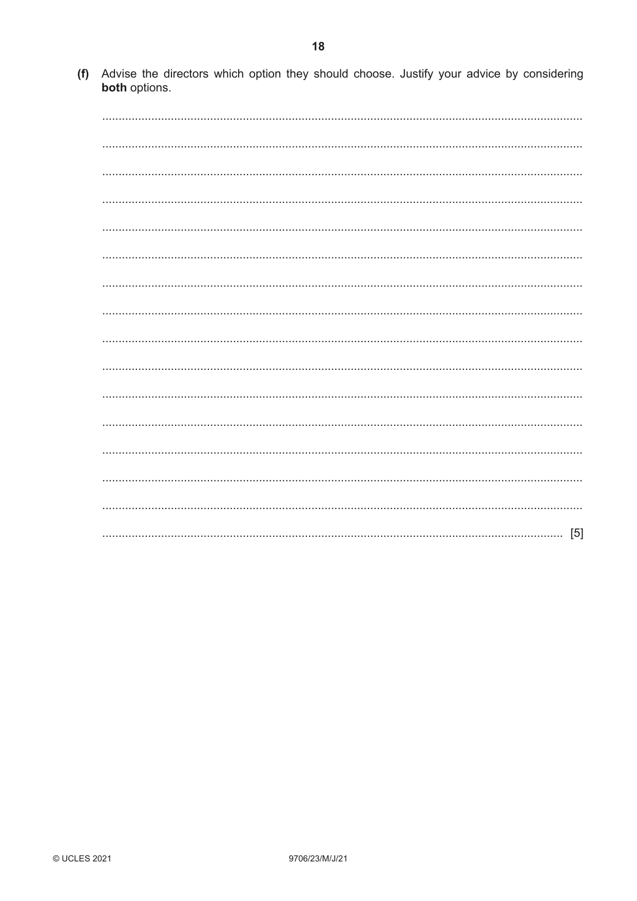 Cambridge A Level Accounting 9706 2021 May/June Paper 2 · Variant 3 question paper, page 18 of 20